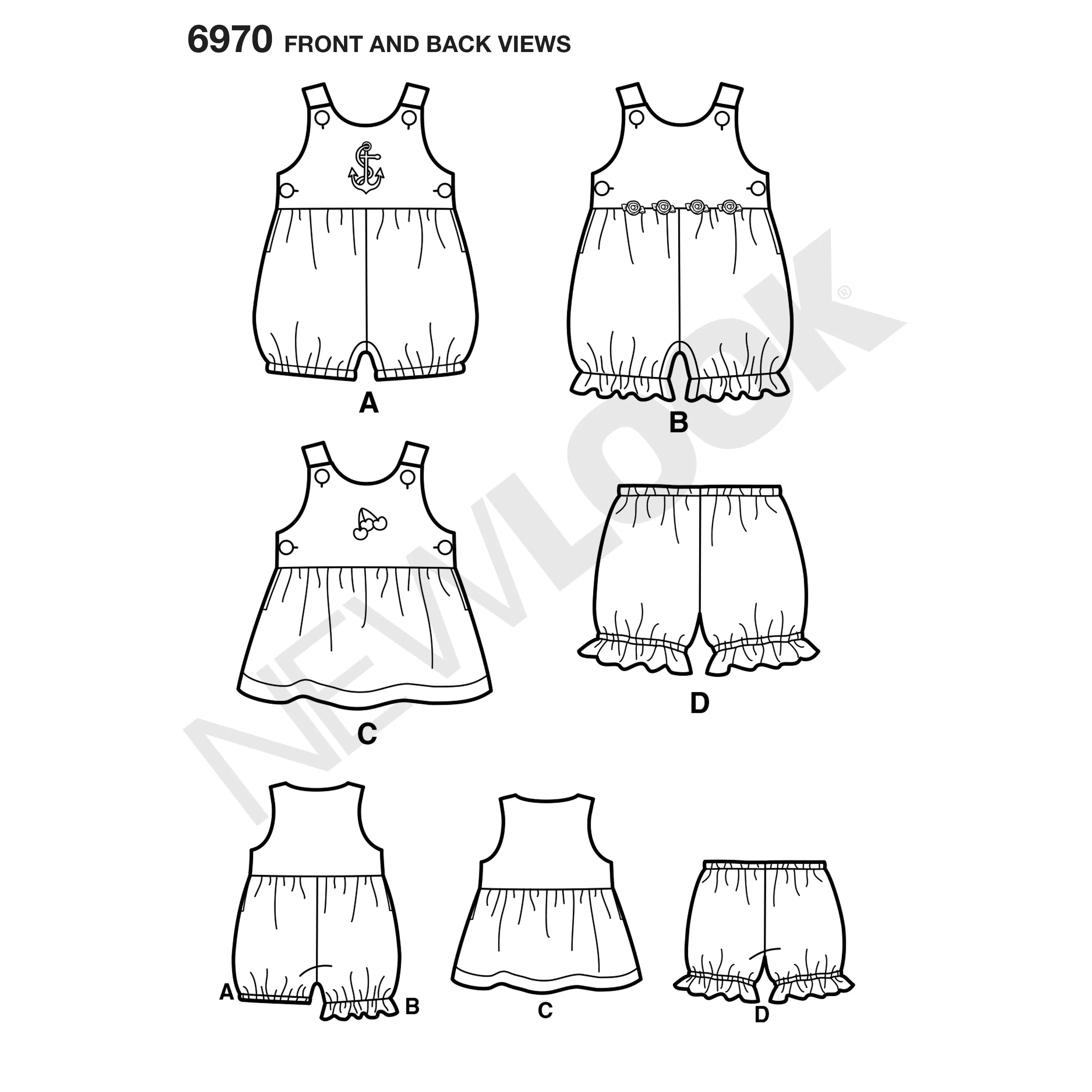 6970 Babies' Romper, Dress & Panties