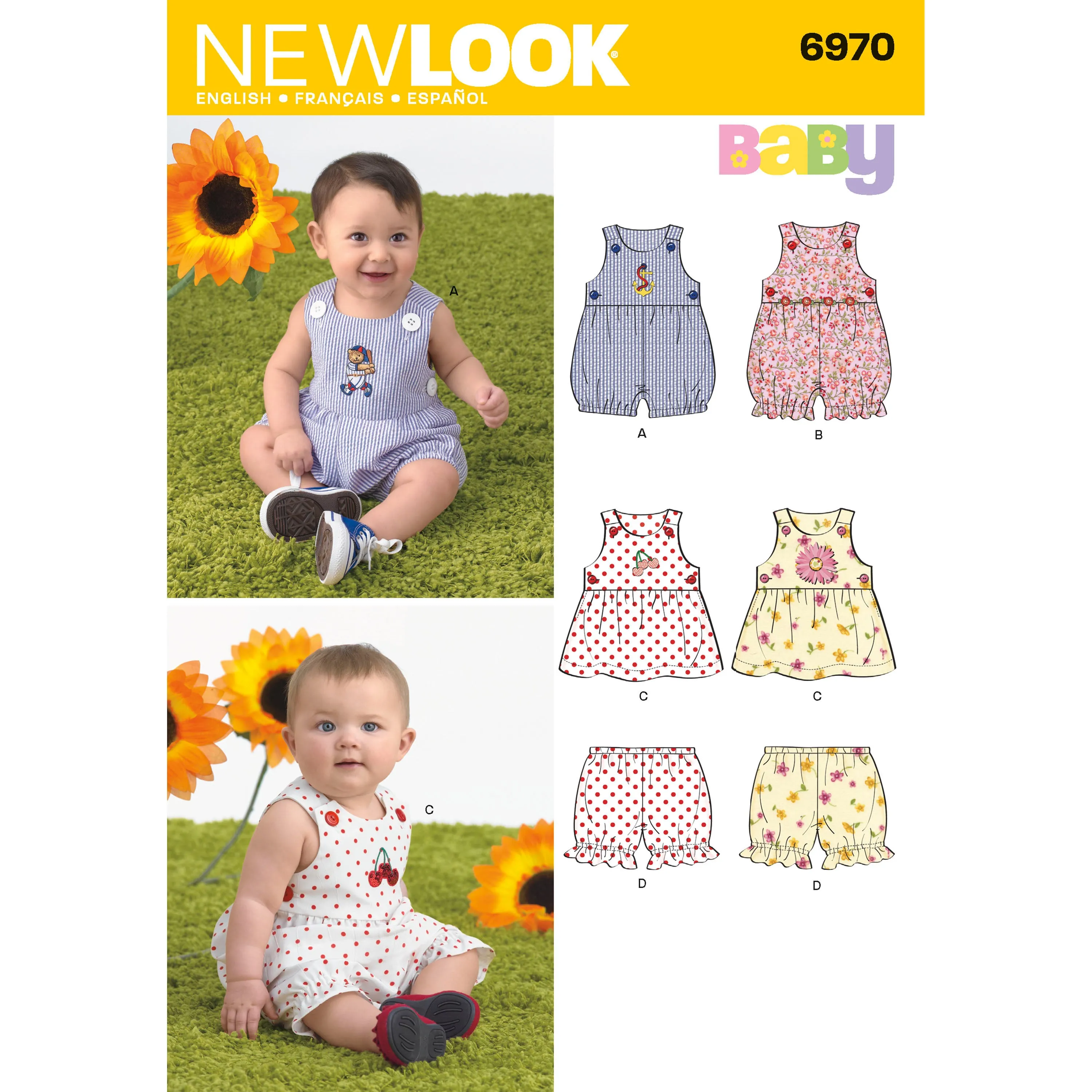 6970 Babies' Romper, Dress & Panties