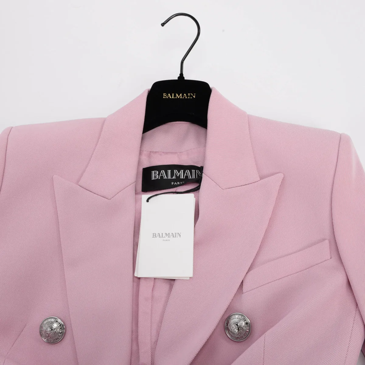 Balmain Pink Wool Double Breasted Blazer FR 34