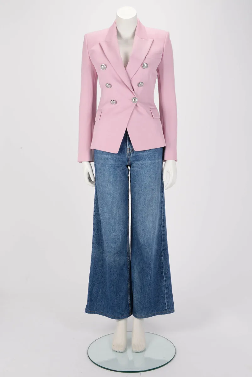 Balmain Pink Wool Double Breasted Blazer FR 34