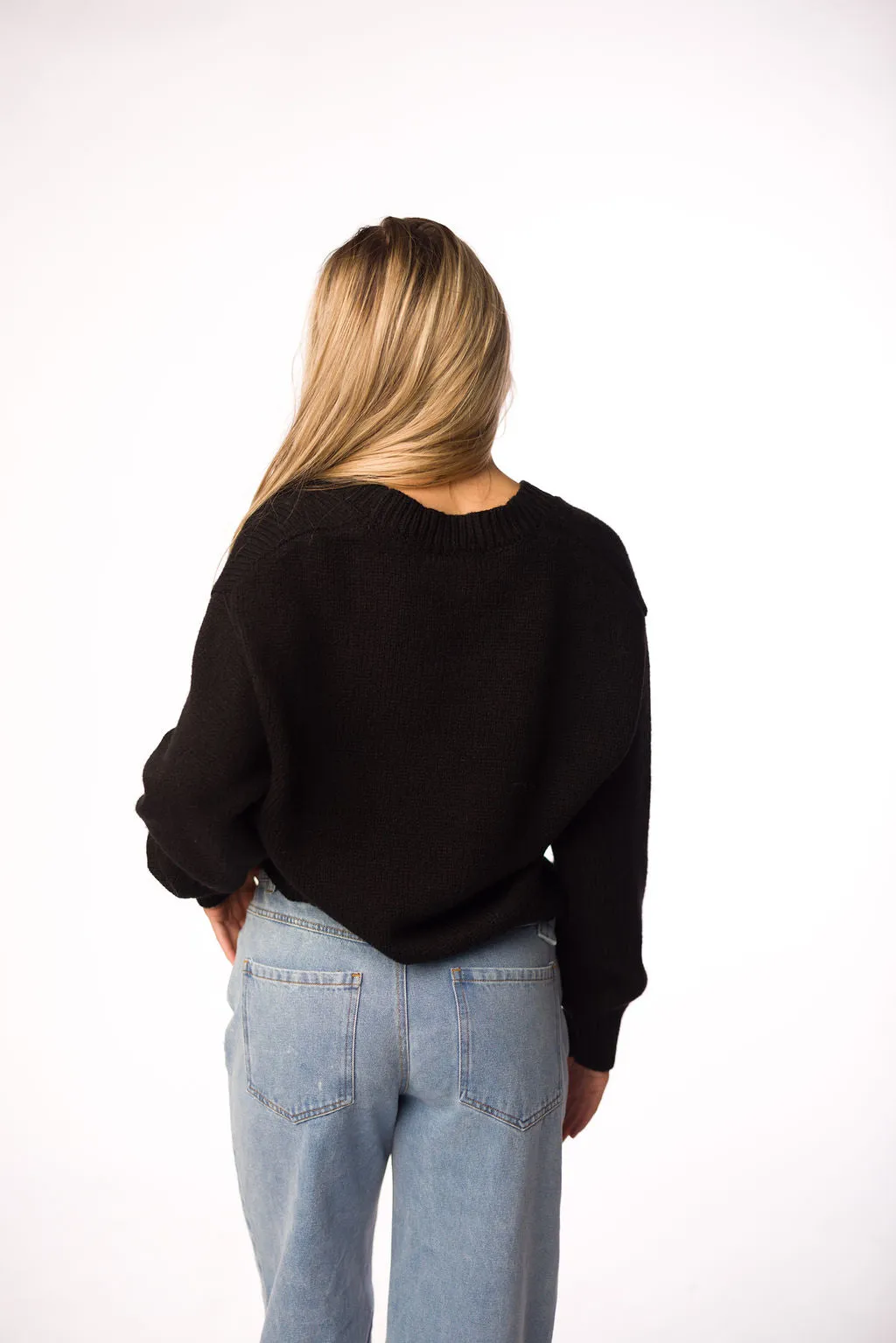 Casey Tie Sweater in Black