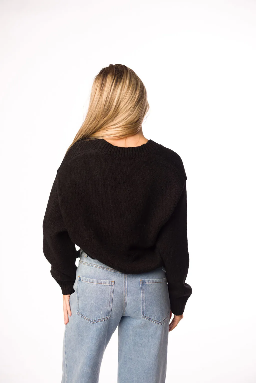 Casey Tie Sweater in Black