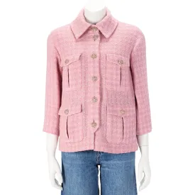 Chanel Pink Boucle Tweed Gripoix Jacket FR 36