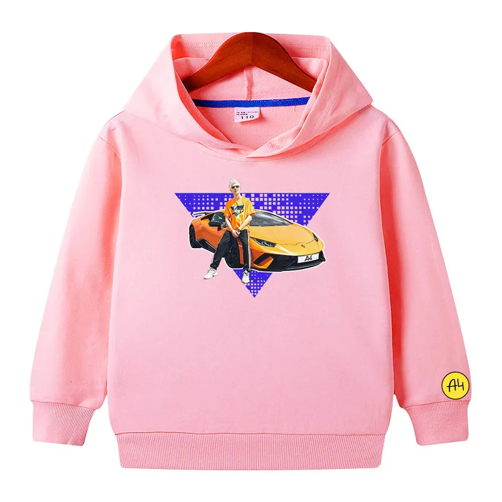 Children Merch A4 Lamba Hoodie 2021 Summer 100% Cotton Thin Boy girl Hooded Sweatshirts Quality Casual Kiss Baby Pullover Tops