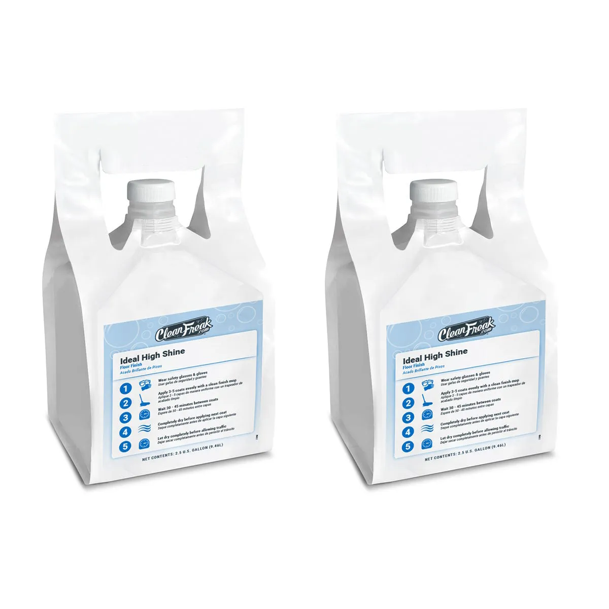 CleanFreak® 'Ideal High Shine' Floor Finish (2.5 Gallon FlexMax™ Pouches) - Case of 2