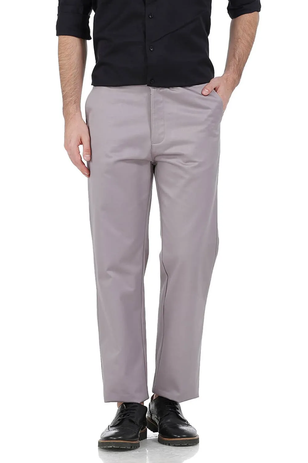 Comfort Fit Satin Weave Poly Cotton Trousers