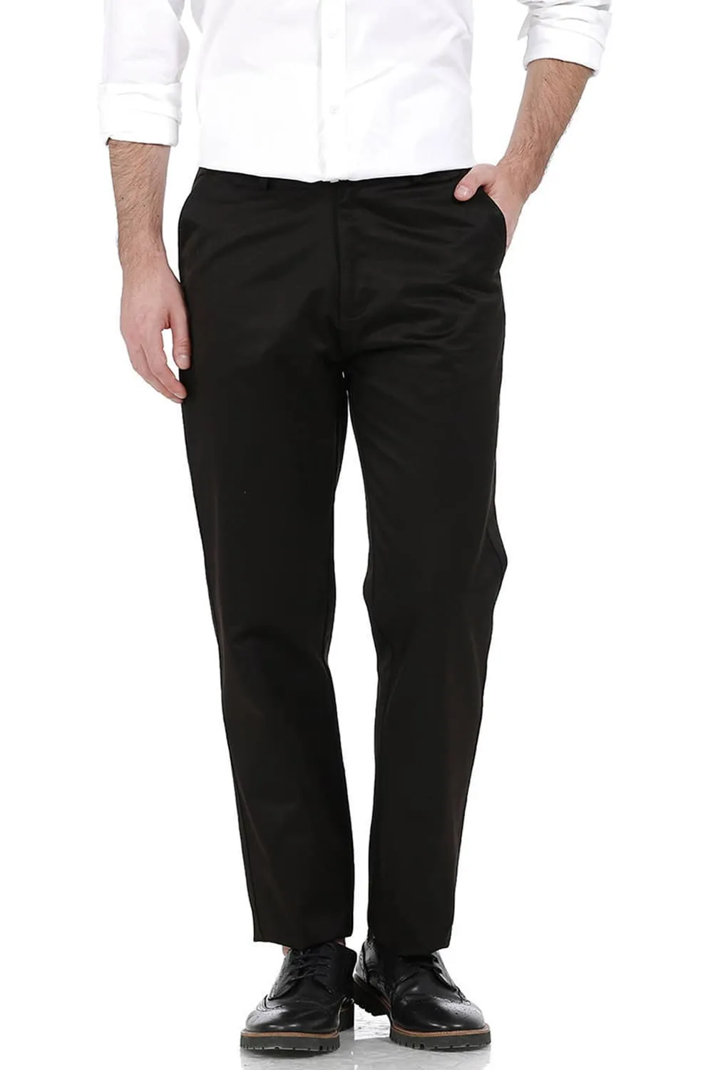 Comfort Fit Satin Weave Poly Cotton Trousers