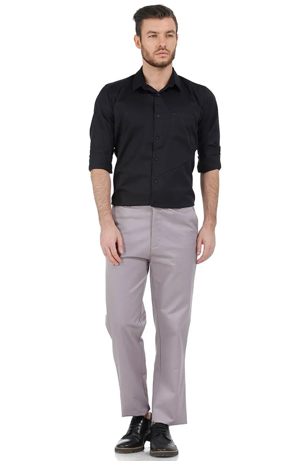 Comfort Fit Satin Weave Poly Cotton Trousers