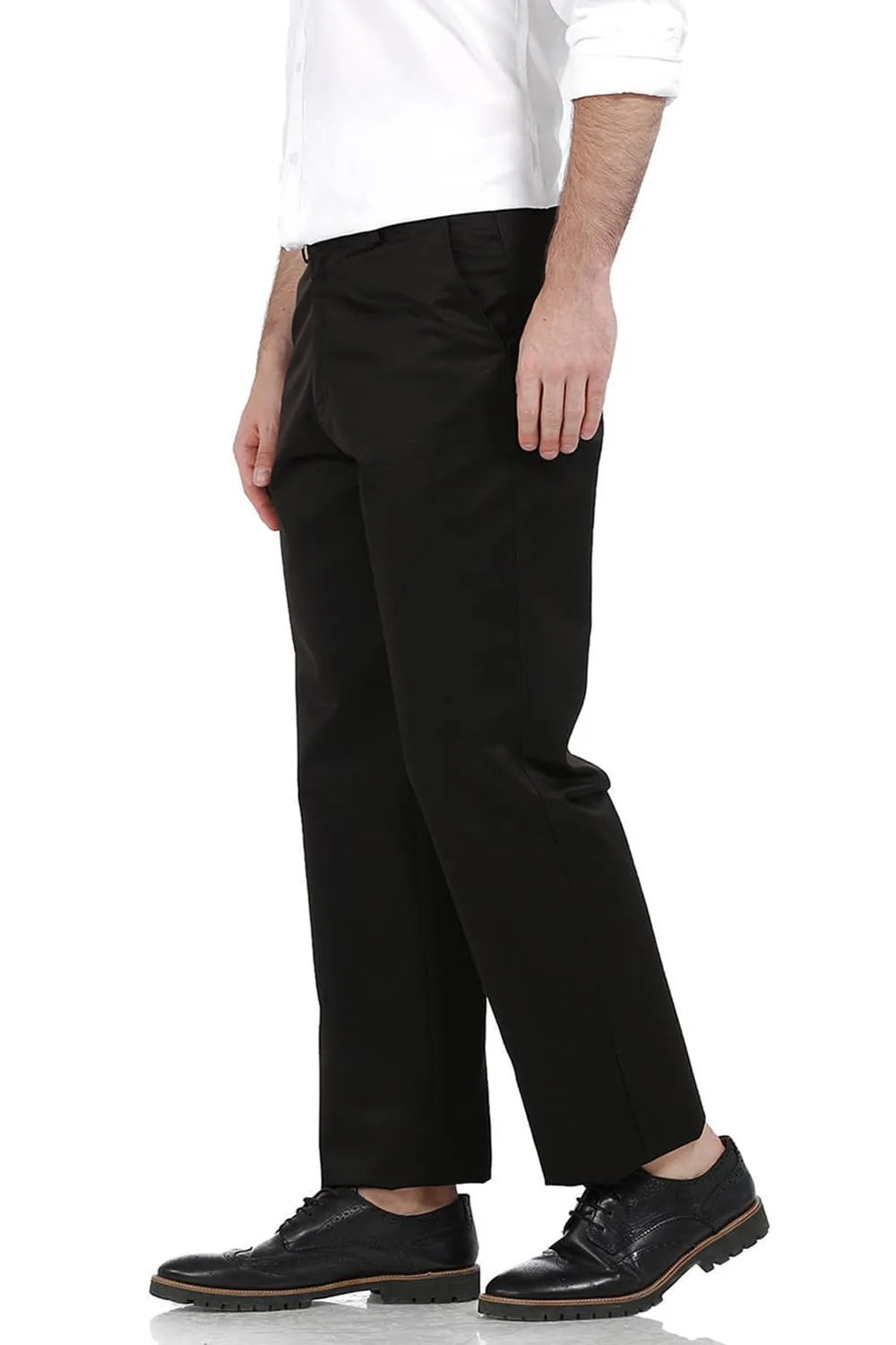 Comfort Fit Satin Weave Poly Cotton Trousers