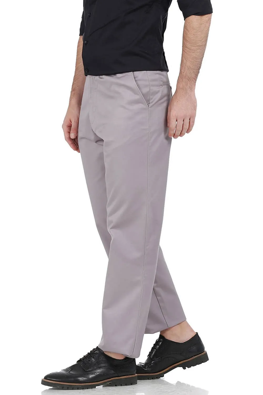 Comfort Fit Satin Weave Poly Cotton Trousers