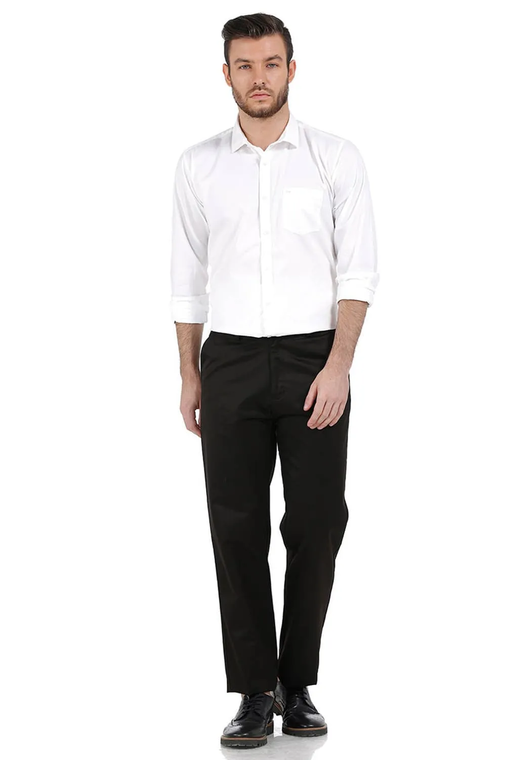 Comfort Fit Satin Weave Poly Cotton Trousers