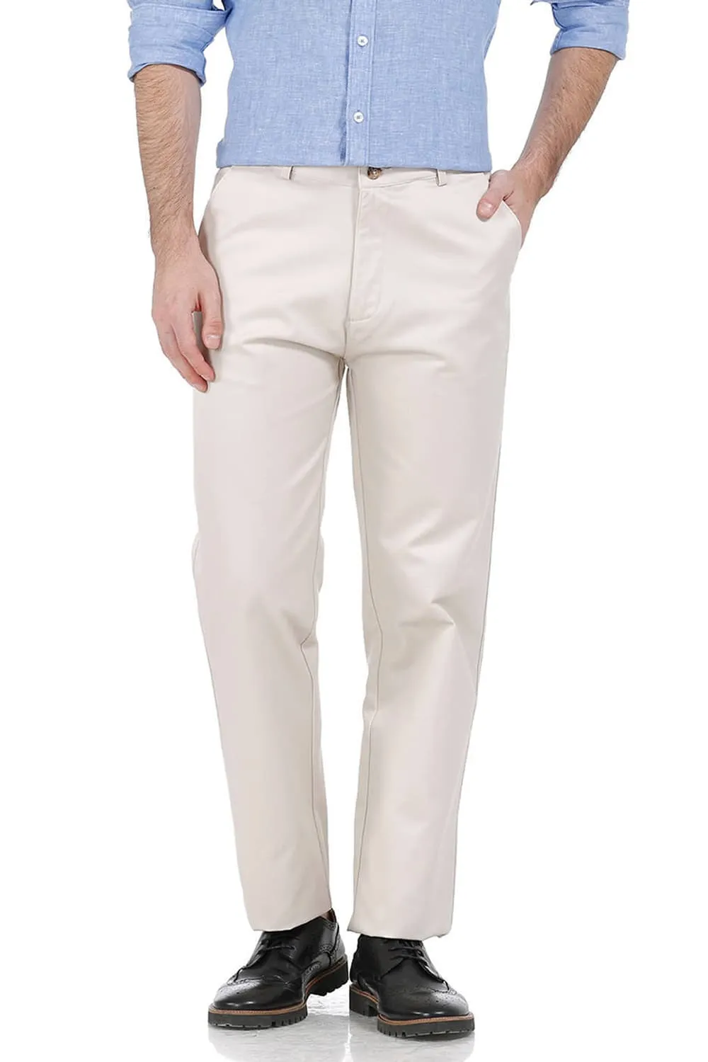 Comfort Fit Satin Weave Poly Cotton Trousers