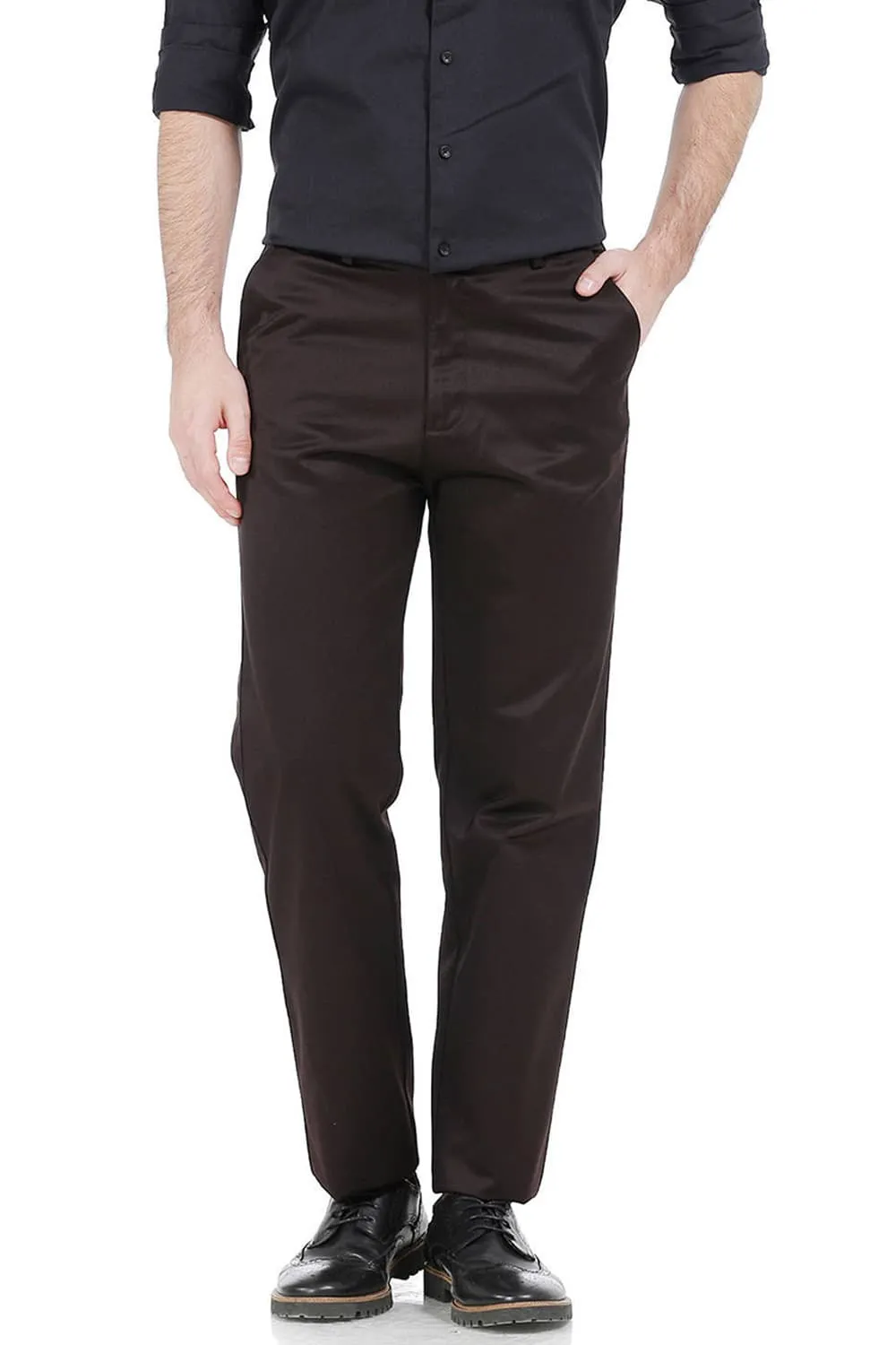 Comfort Fit Satin Weave Poly Cotton Trousers