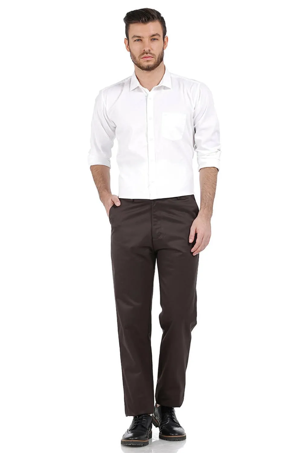 Comfort Fit Satin Weave Poly Cotton Trousers