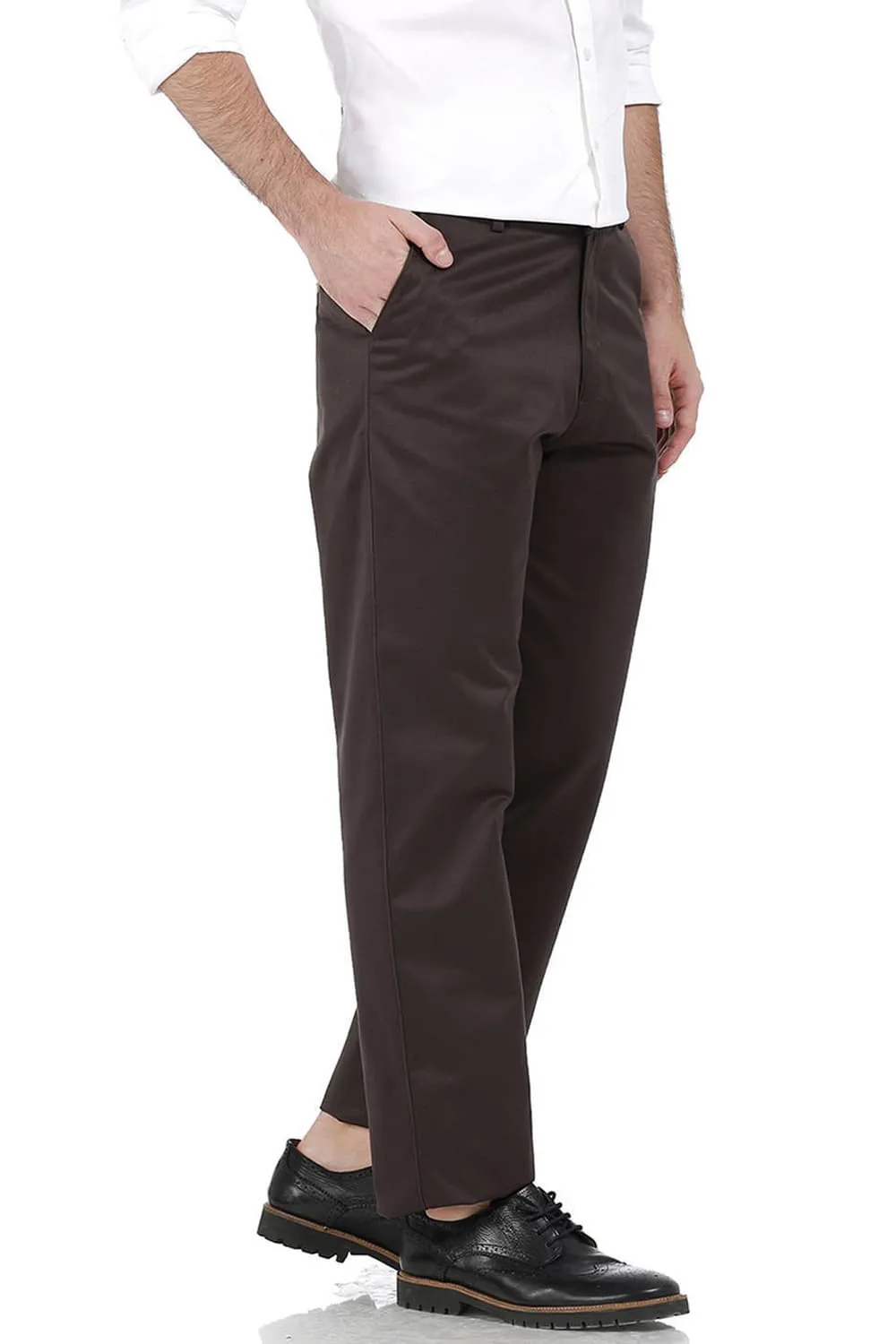 Comfort Fit Satin Weave Poly Cotton Trousers