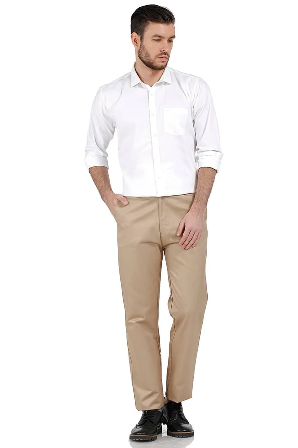 Comfort Fit Satin Weave Poly Cotton Trousers