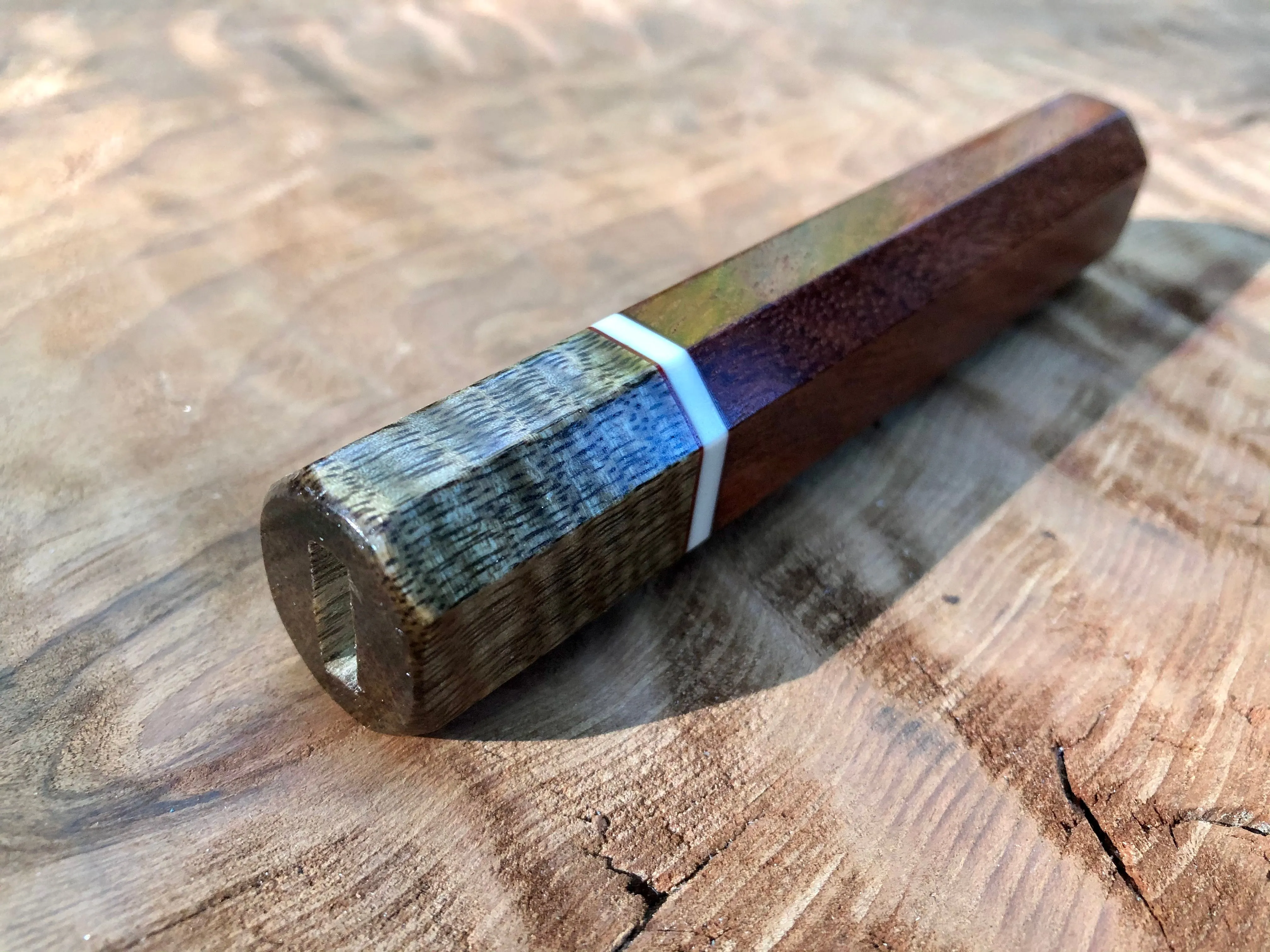 Custom Japanese Knife Handle (Wa Handle) - Bubinga and Curly Mango