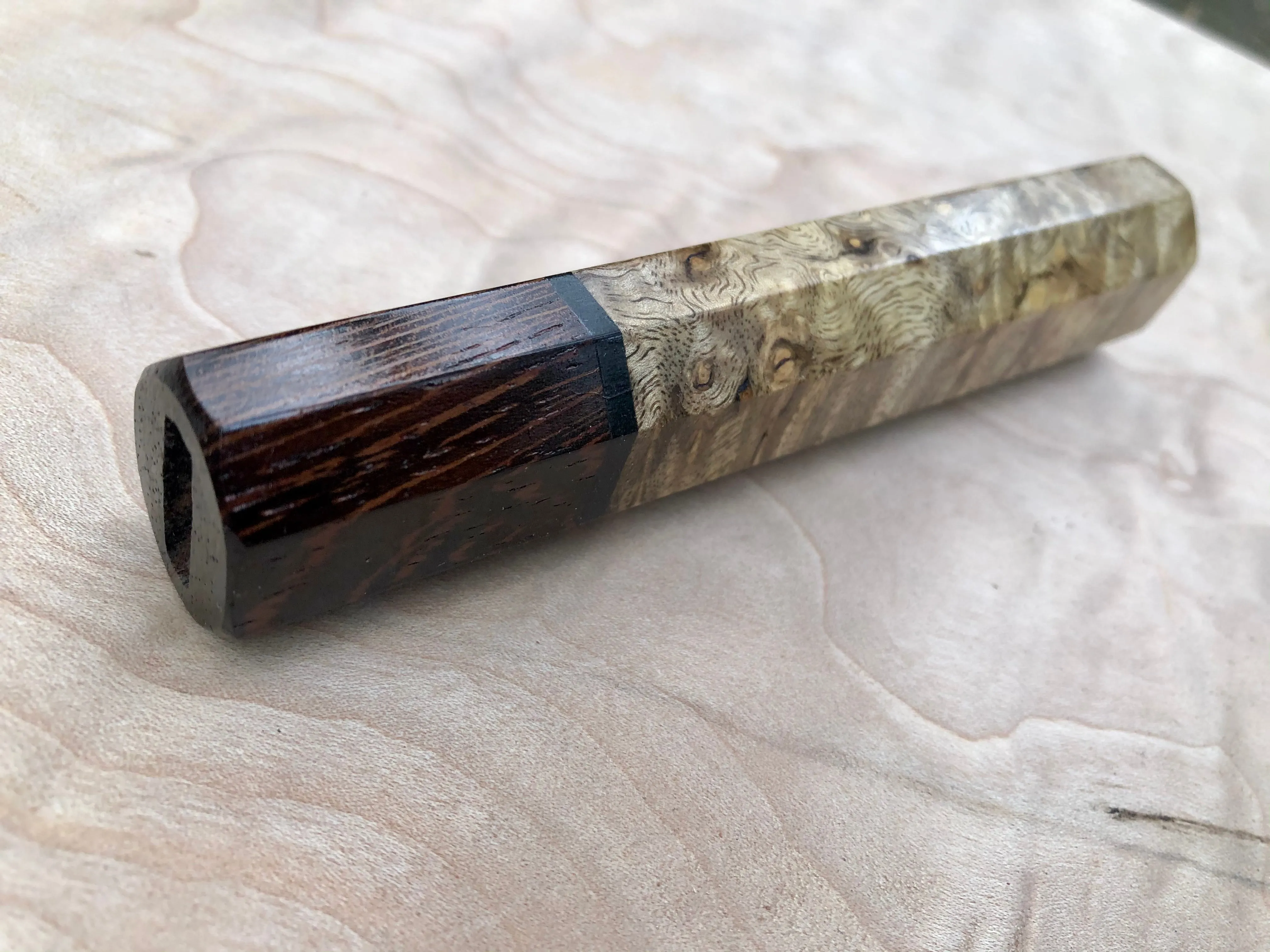 Custom Japanese Knife Handle (Wa Handle) - curly myrtle