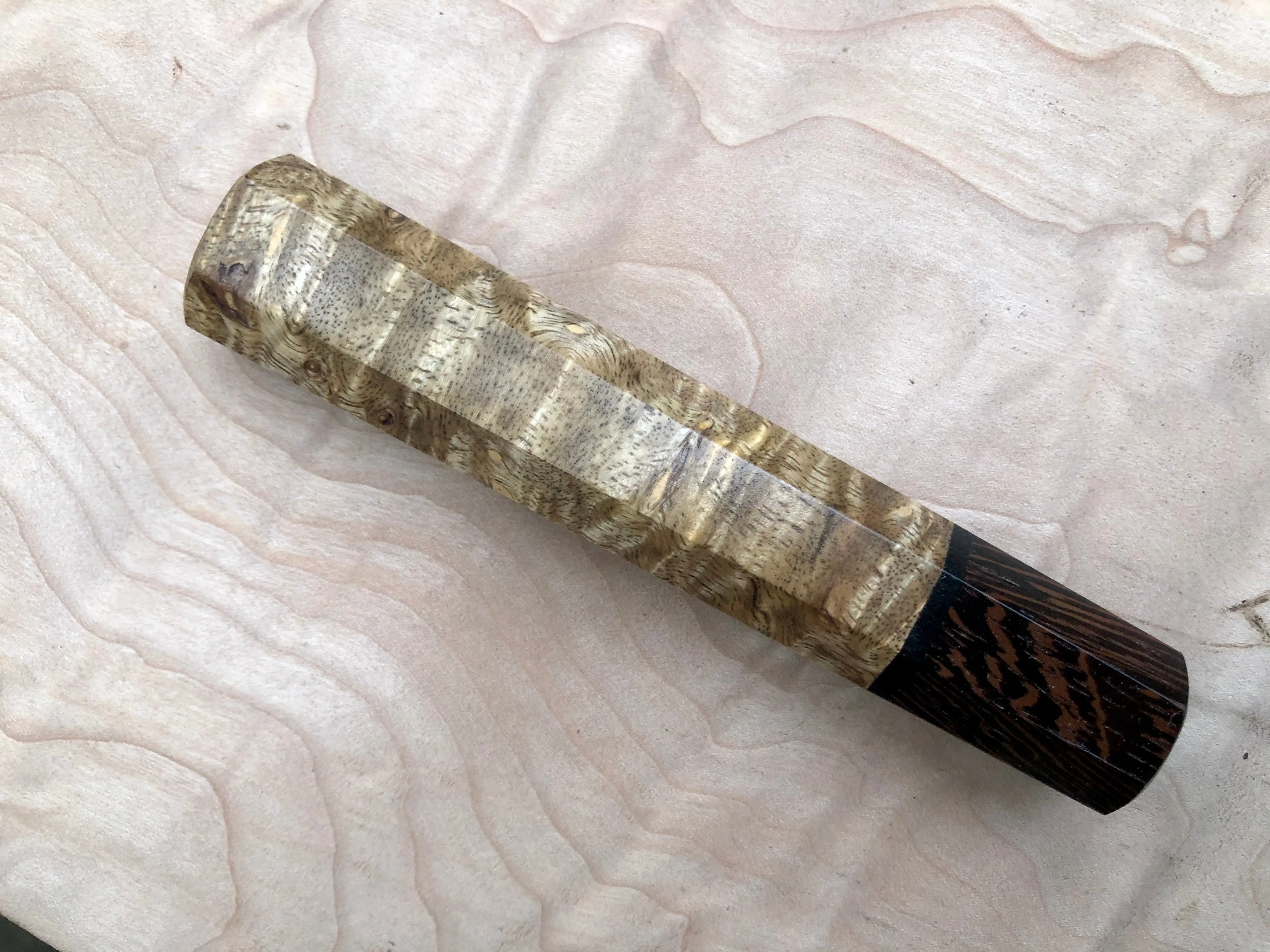 Custom Japanese Knife Handle (Wa Handle) - curly myrtle