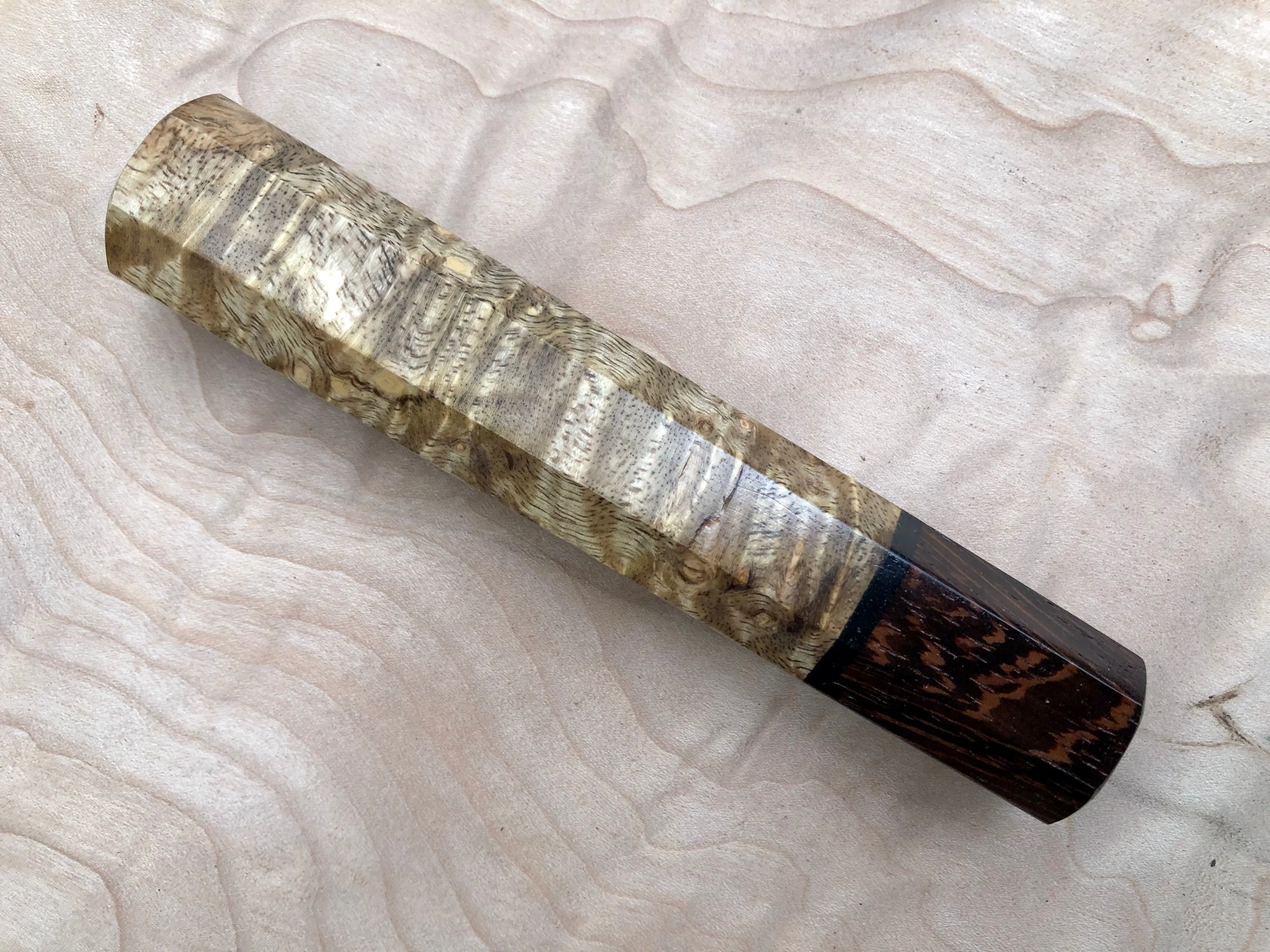 Custom Japanese Knife Handle (Wa Handle) - curly myrtle