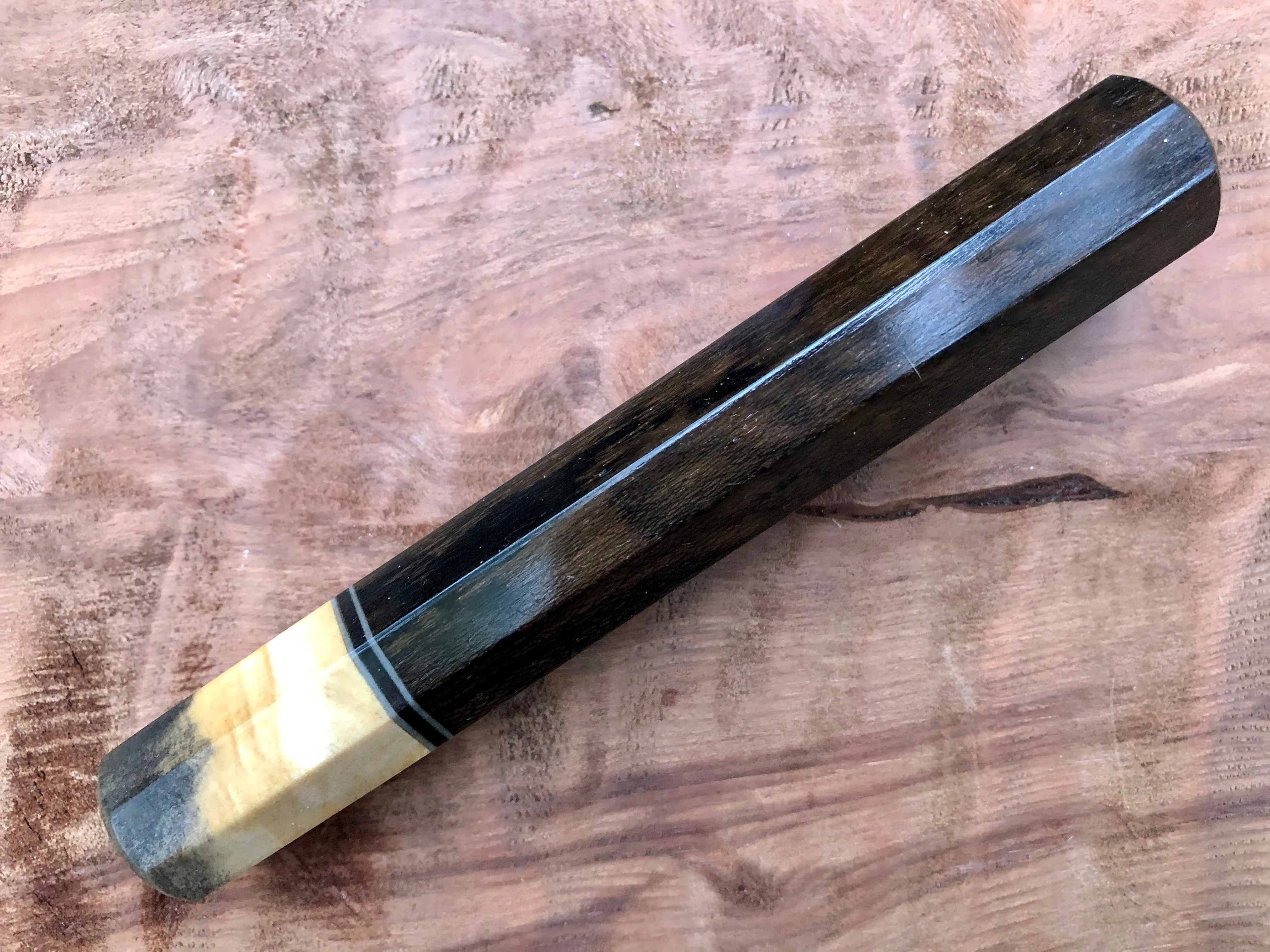 Custom Japanese Knife Handle (Wa Handle) -Ziricote and buckeye