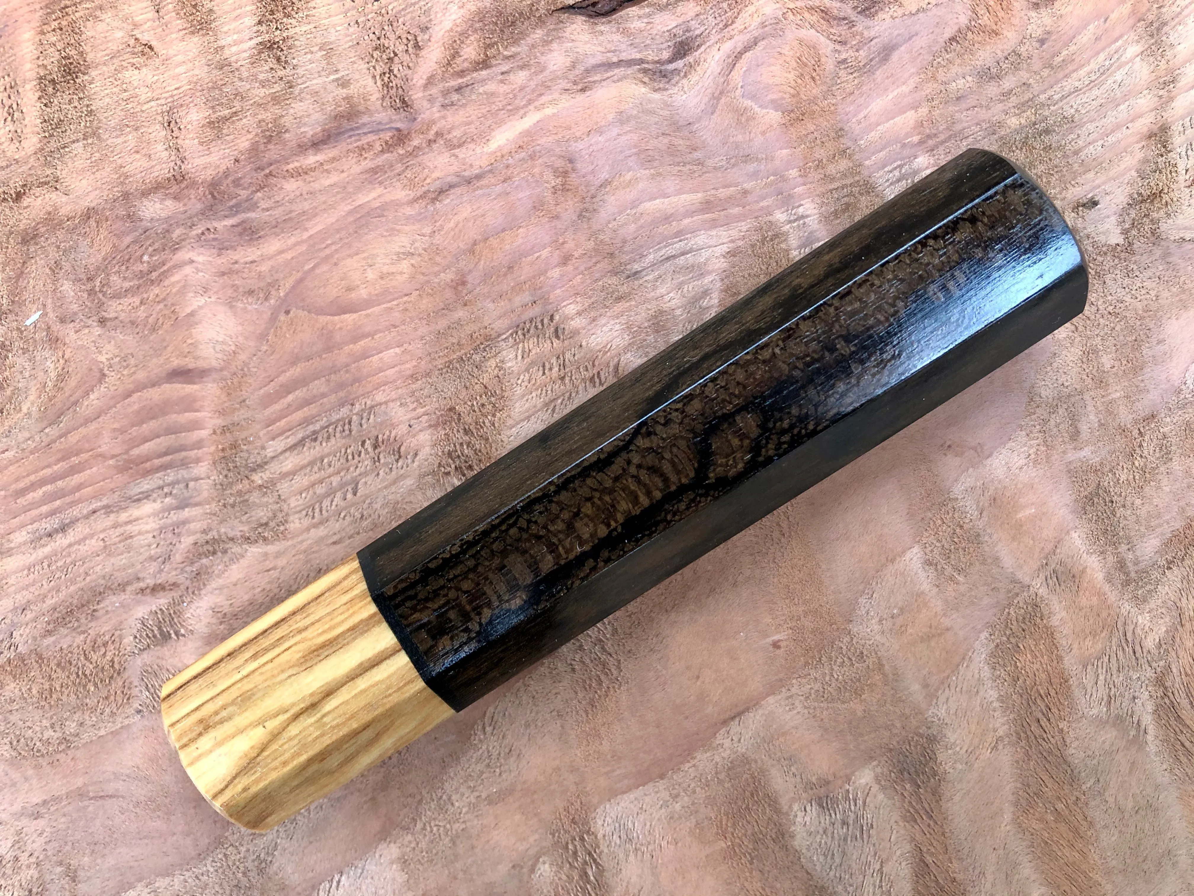 Custom Japanese Knife Handle - Ziricote and olive