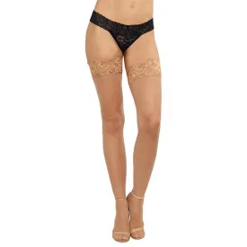 Dreamgirl Sheer Thigh-High Stockings with Silicone Lace Top Light OS<br><br>Size OS: Size 2-14, Cup B/C, Weight 90-160 lbs., Bust 32-38", Waist 24-31", Hip 34-40"