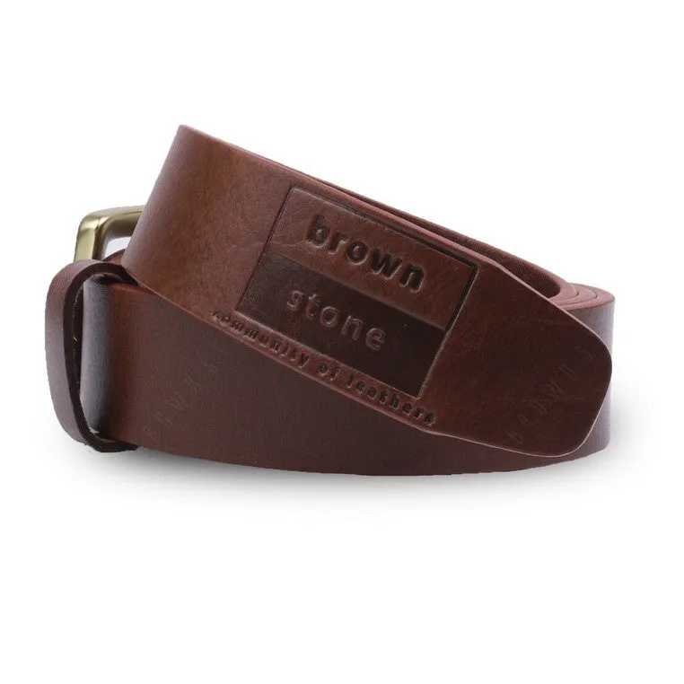 Full Grain Genuine Leather Belt - Milano Tan Belt Solid Brass Rectangle Buckle