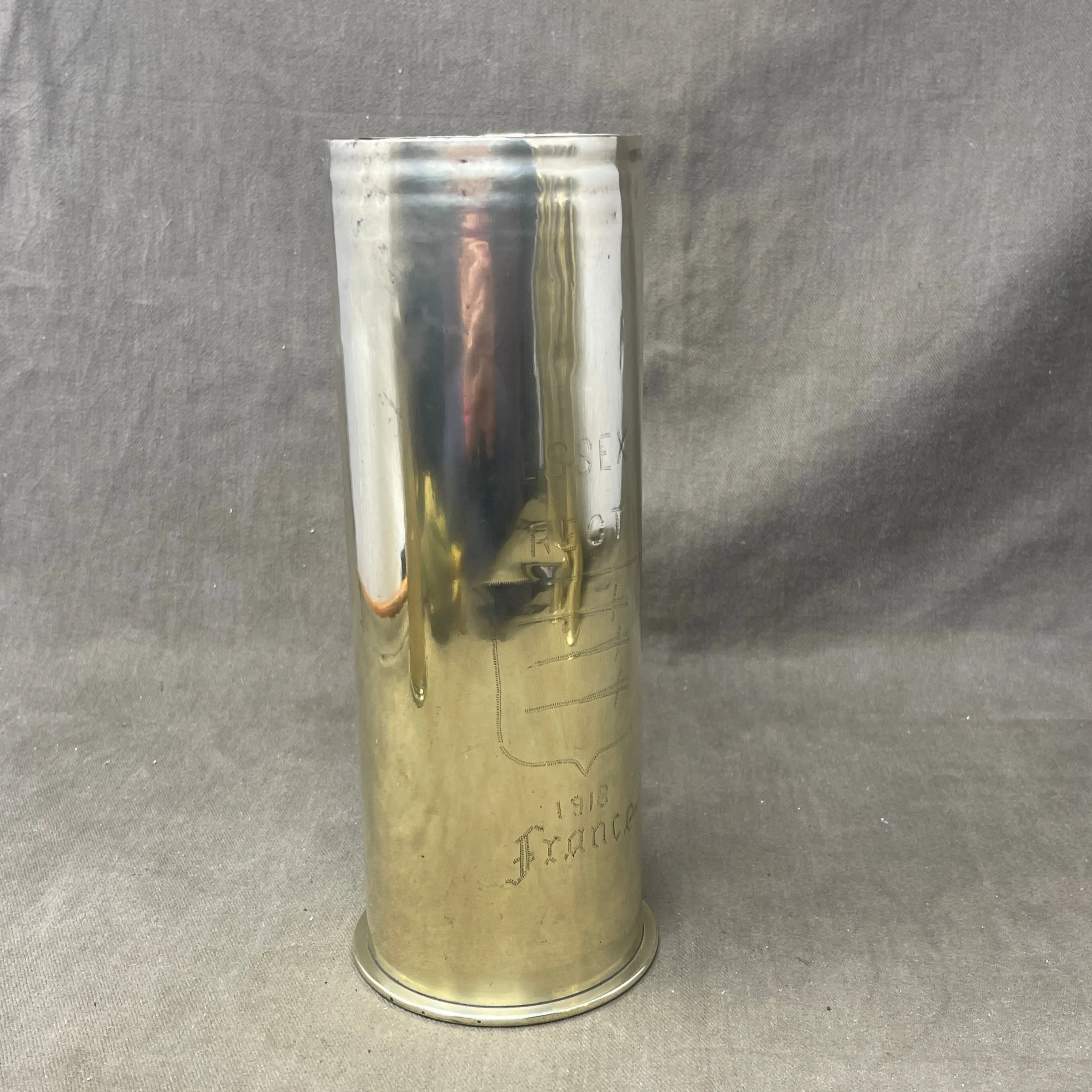 German WW1 Brass 75mm Cartridge Case Dated Juni 1915 Karlsruhe Patronenfabrik  Brass Cartridge Case