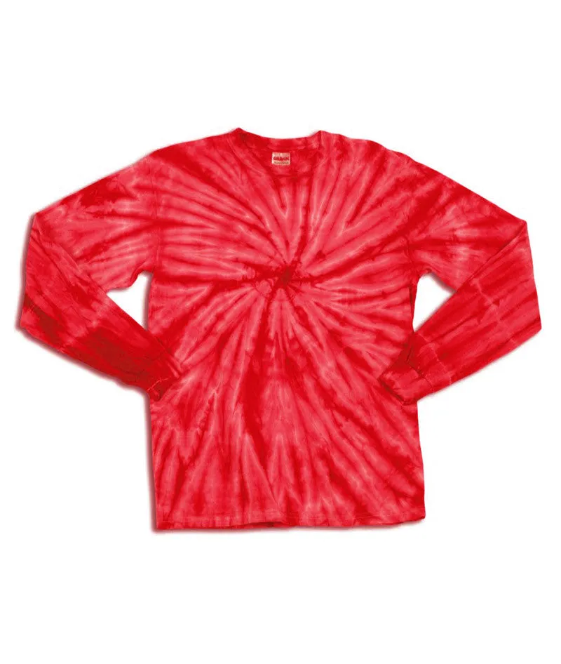 gildan tie-dye youth one-color long-sleeve cyclone tee - red (l)