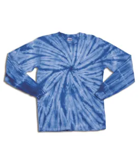 gildan tie-dye youth one-color long-sleeve cyclone tee - royal (l)