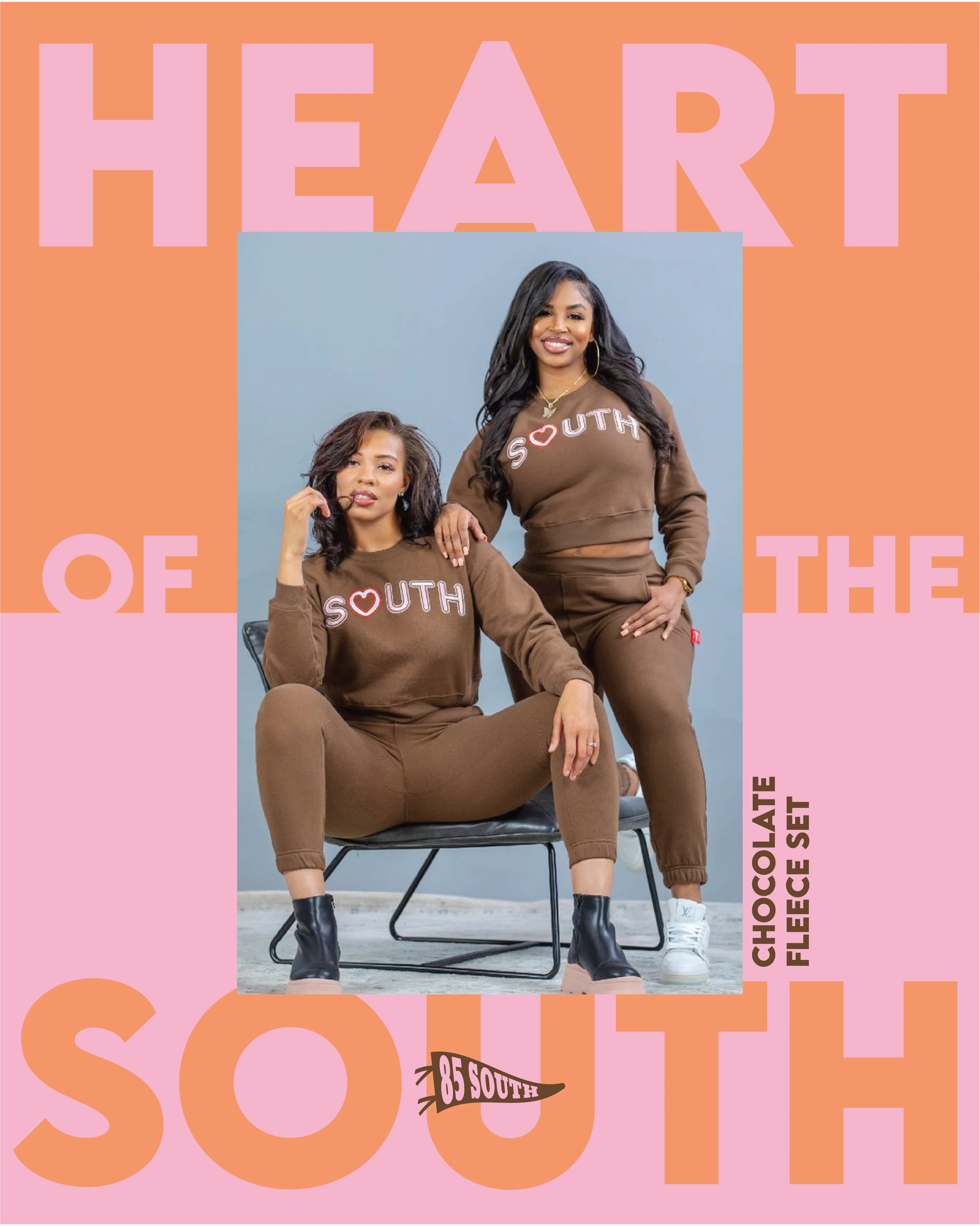 Heart of the South Chocolate Fleece Crop Crewneck