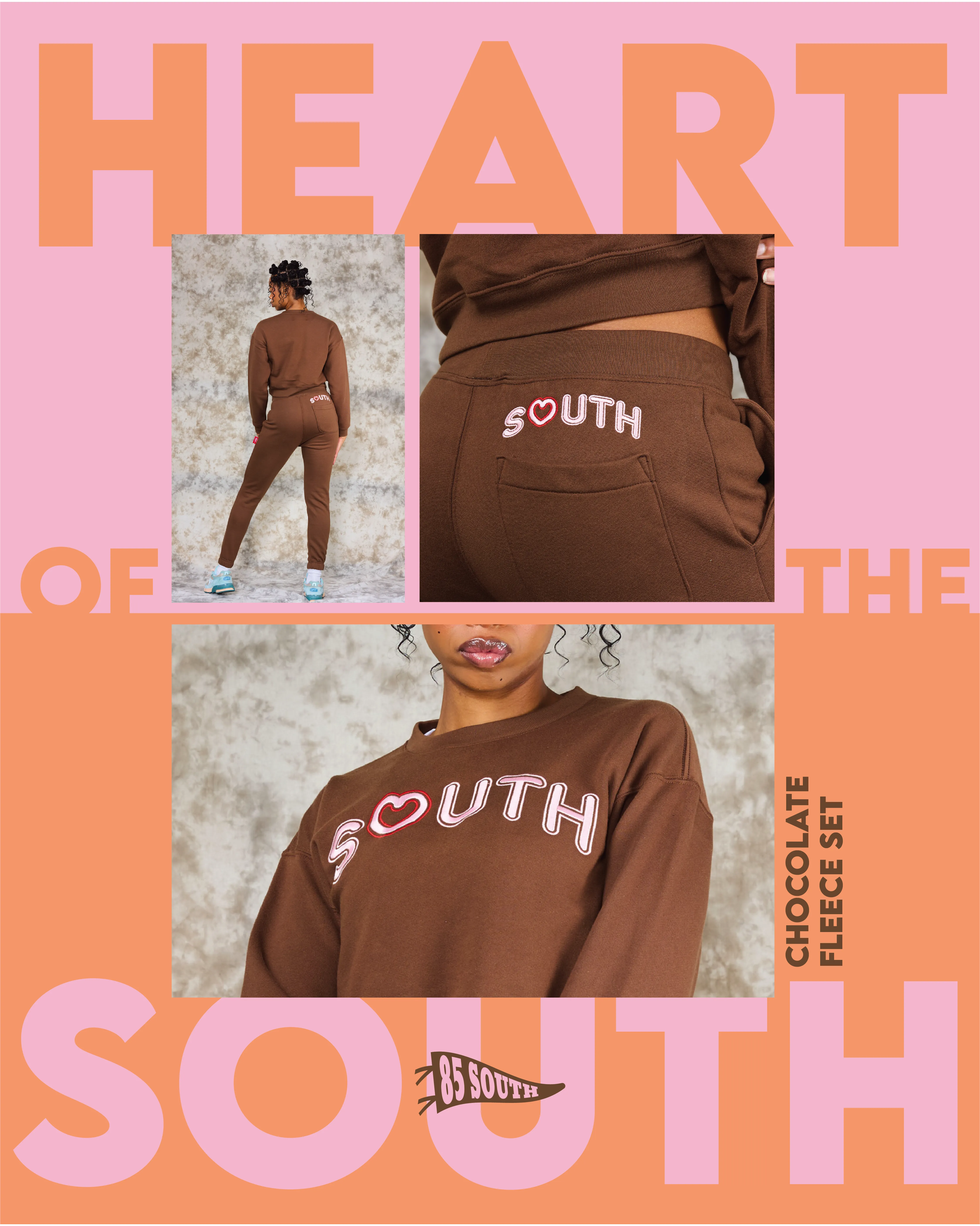 Heart of the South Chocolate Fleece Crop Crewneck