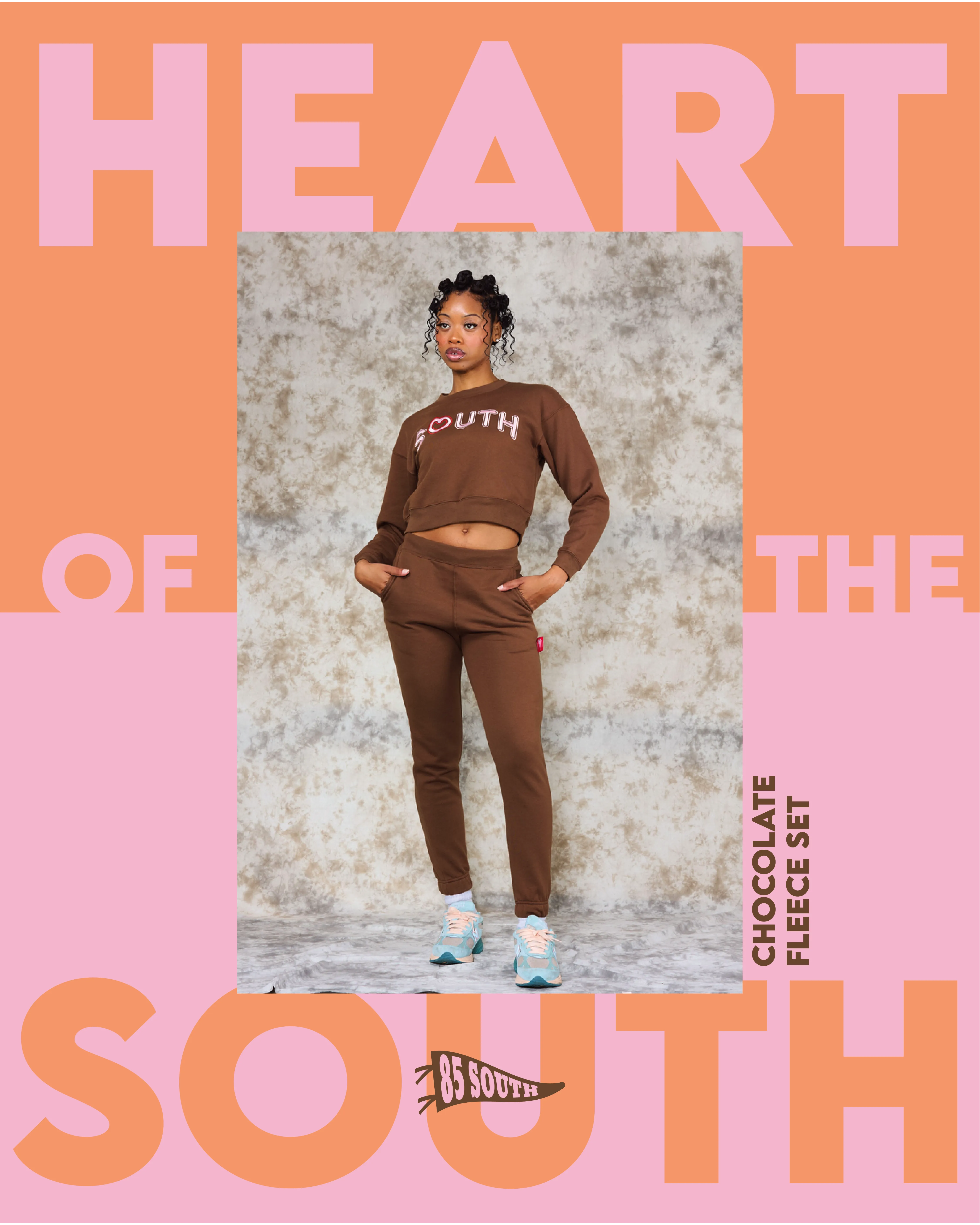 Heart of the South Chocolate Fleece Crop Crewneck