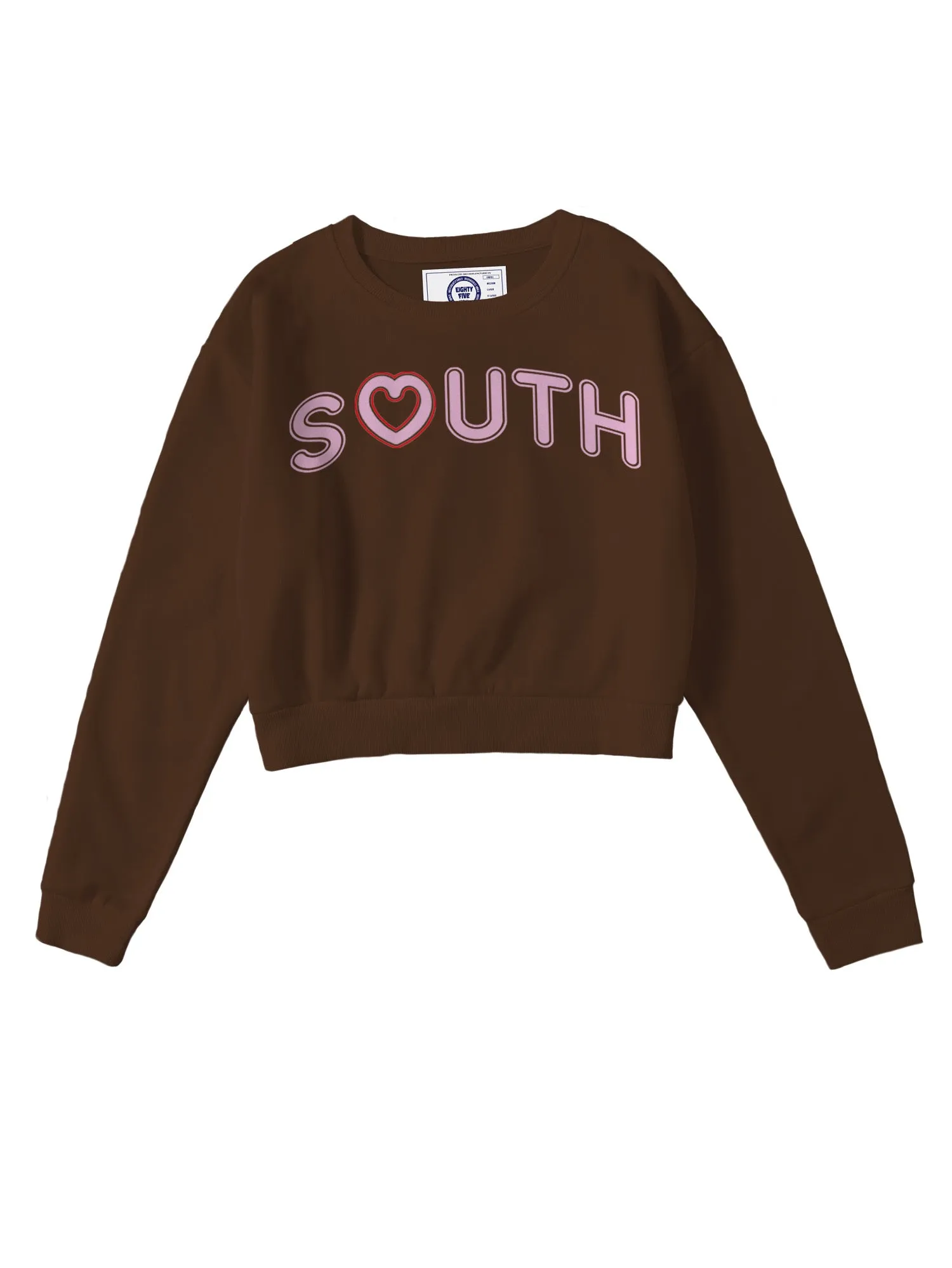 Heart of the South Chocolate Fleece Crop Crewneck