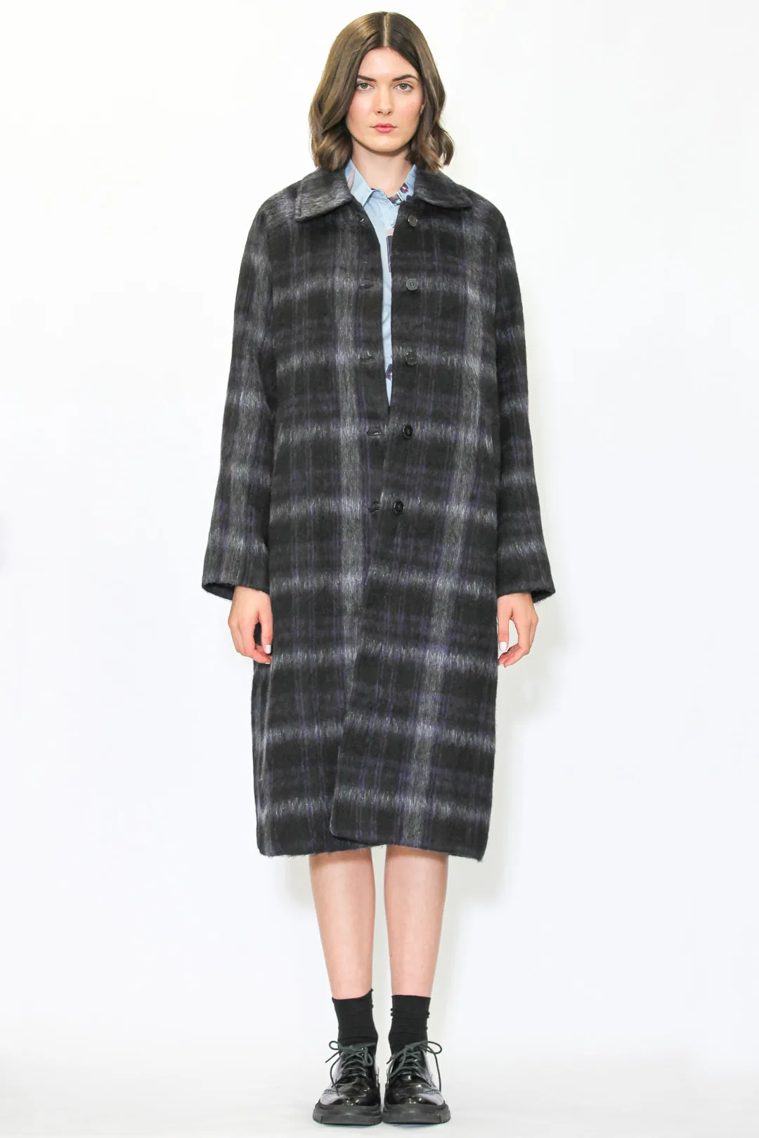 Heavy Wool Midnight Plaid Coat