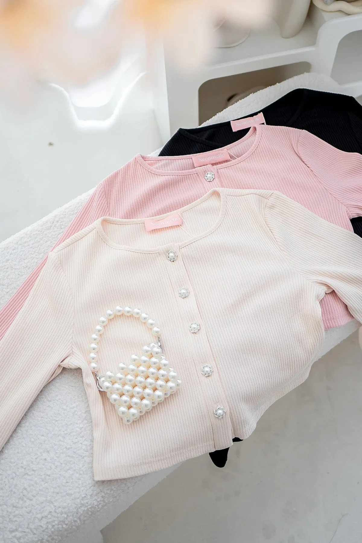 INA PEARL CARDIGAN TOP IN PINK