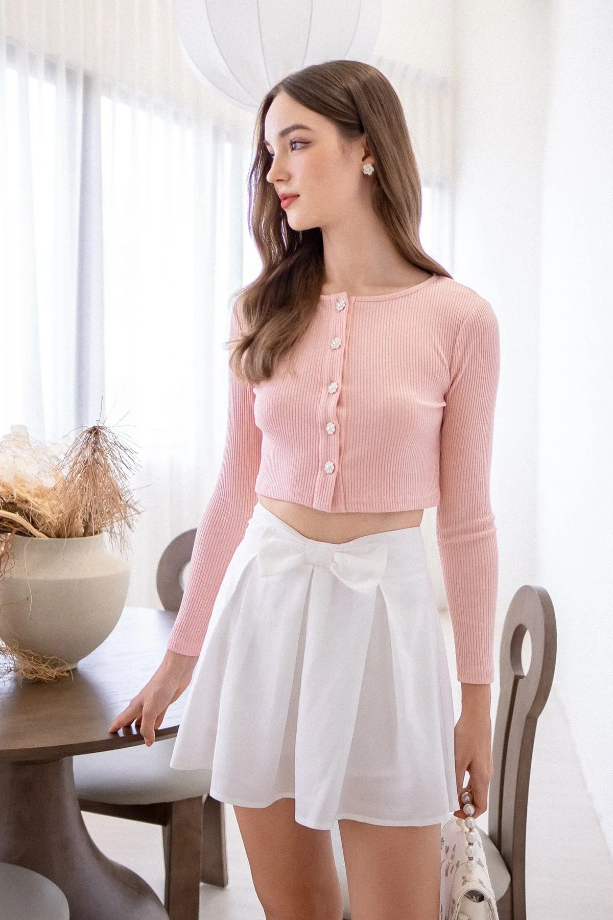 INA PEARL CARDIGAN TOP IN PINK