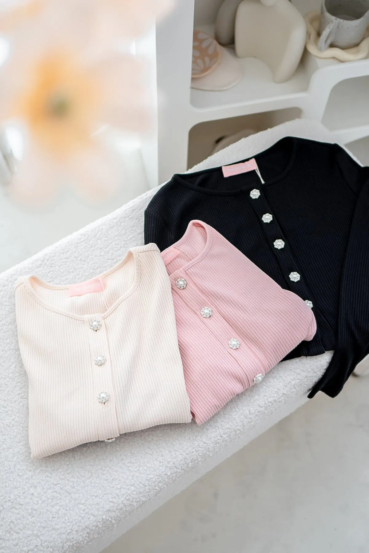 INA PEARL CARDIGAN TOP IN PINK