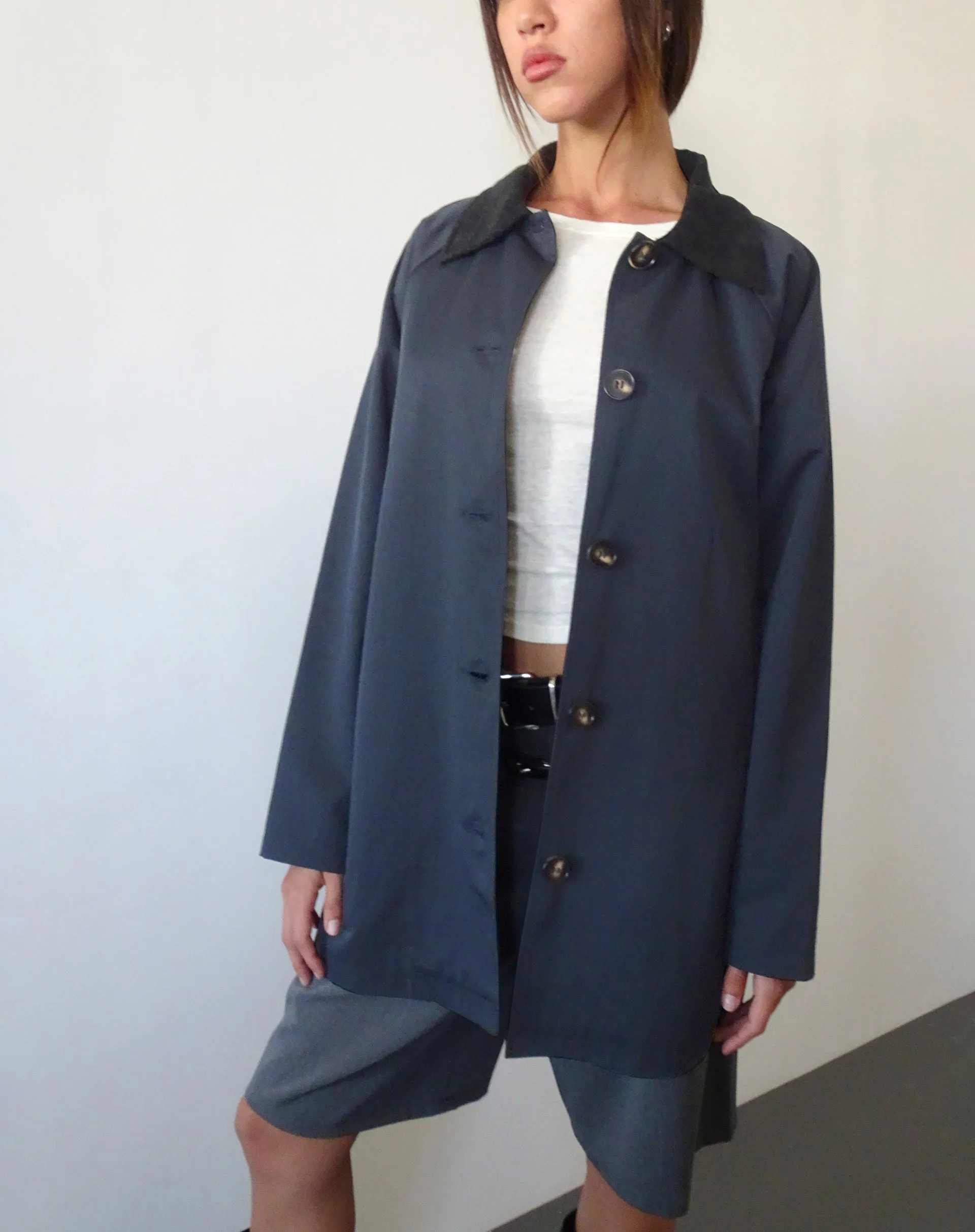 Izora Short Trench Coat in Navy