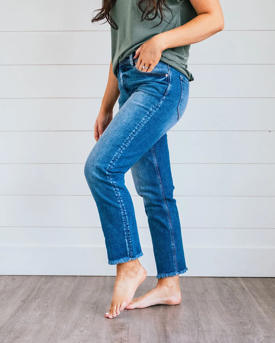 KanCan Karina Fray Hem Straight Jeans