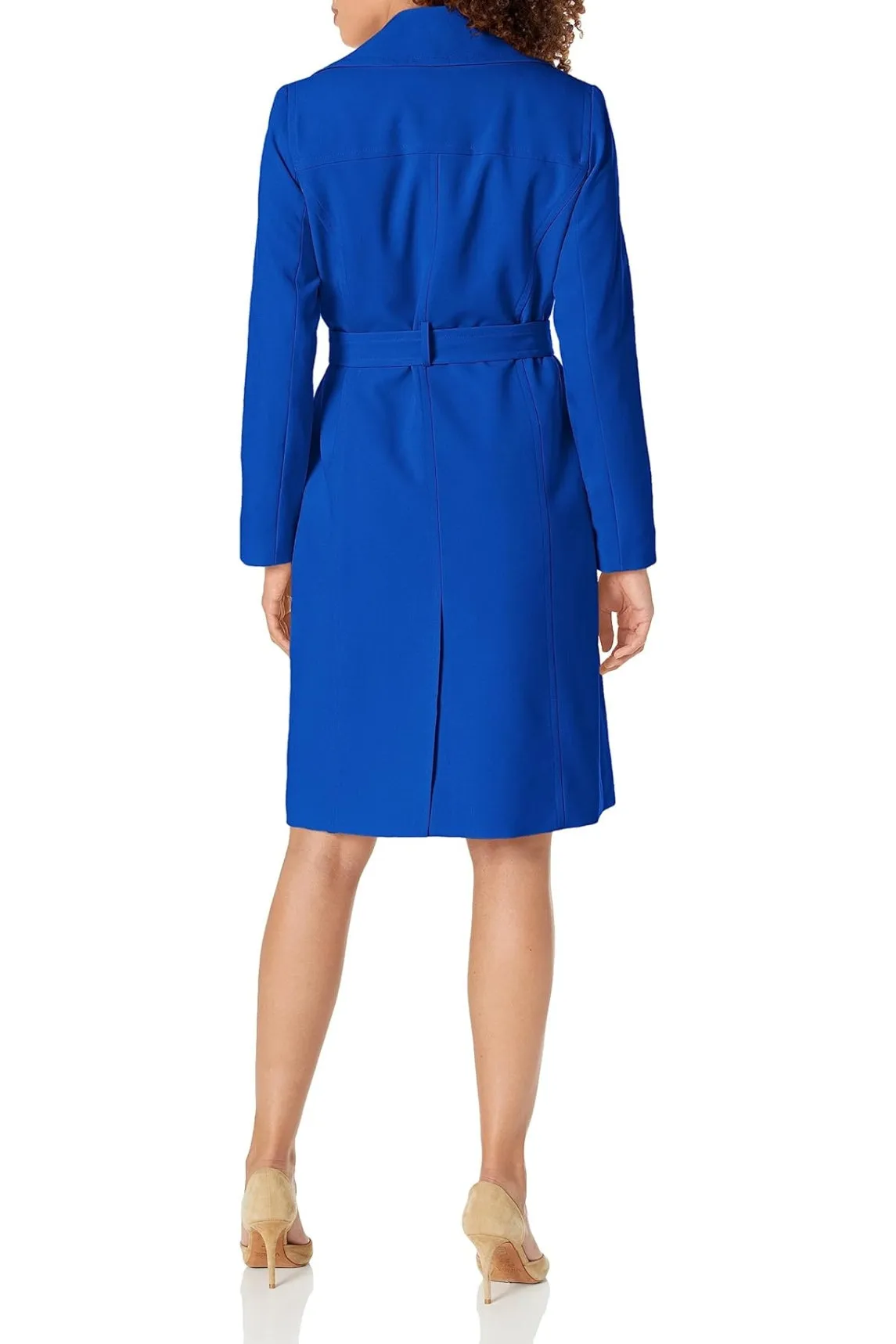 Le Suit Petite Crepe Belted Trench Jacket and Sheath Dress Set