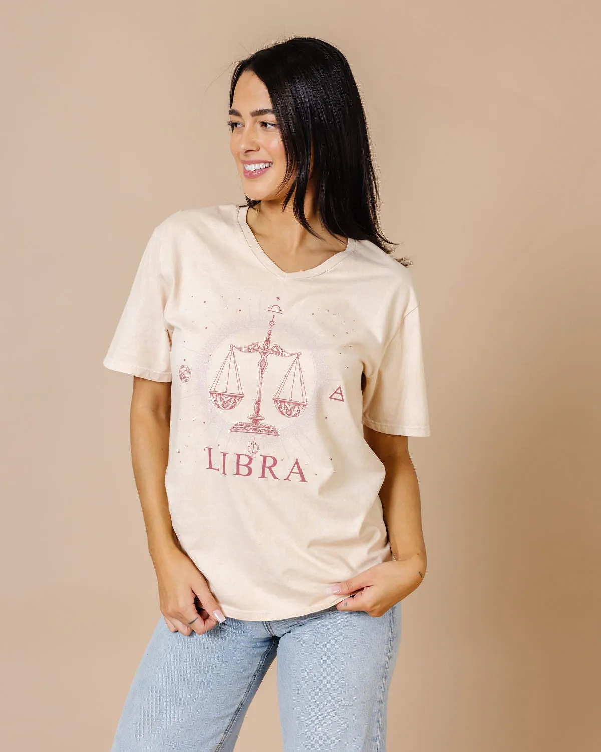 Libra Zodiac Graphic V-Neck T-Shirt | S-2XL