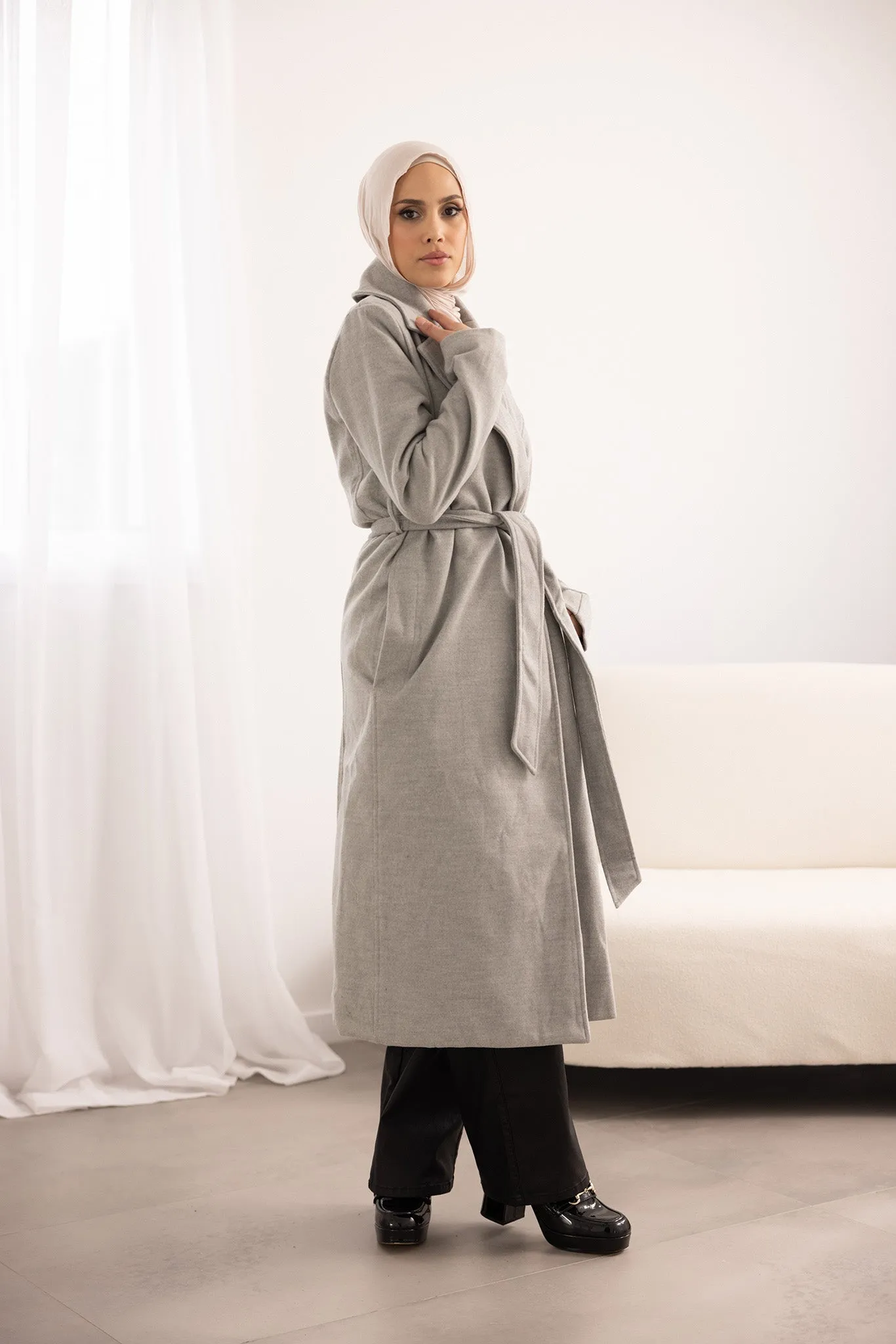 Long Felt Trench Coat