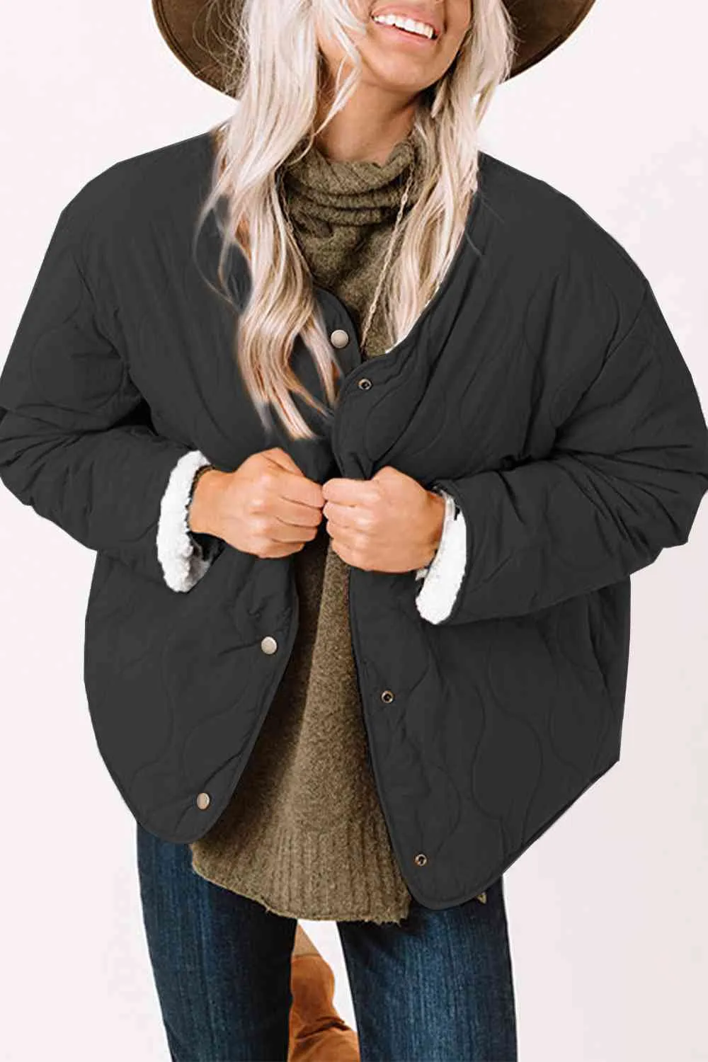 Long Sleeve Button Front Winter Coat