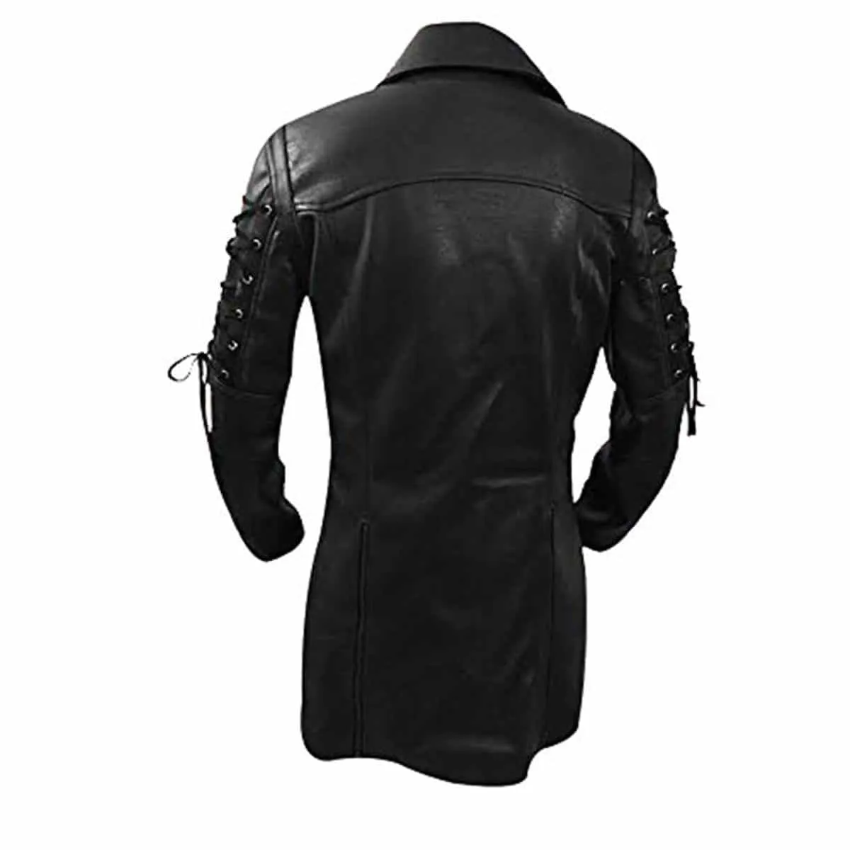 Mens Black Leather Goth Matrix Trench Coat Steampunk Gothic - T18-BLK