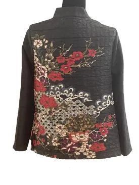 Moonlight Floral Textured Short Jacket in Multi/Black - 3814