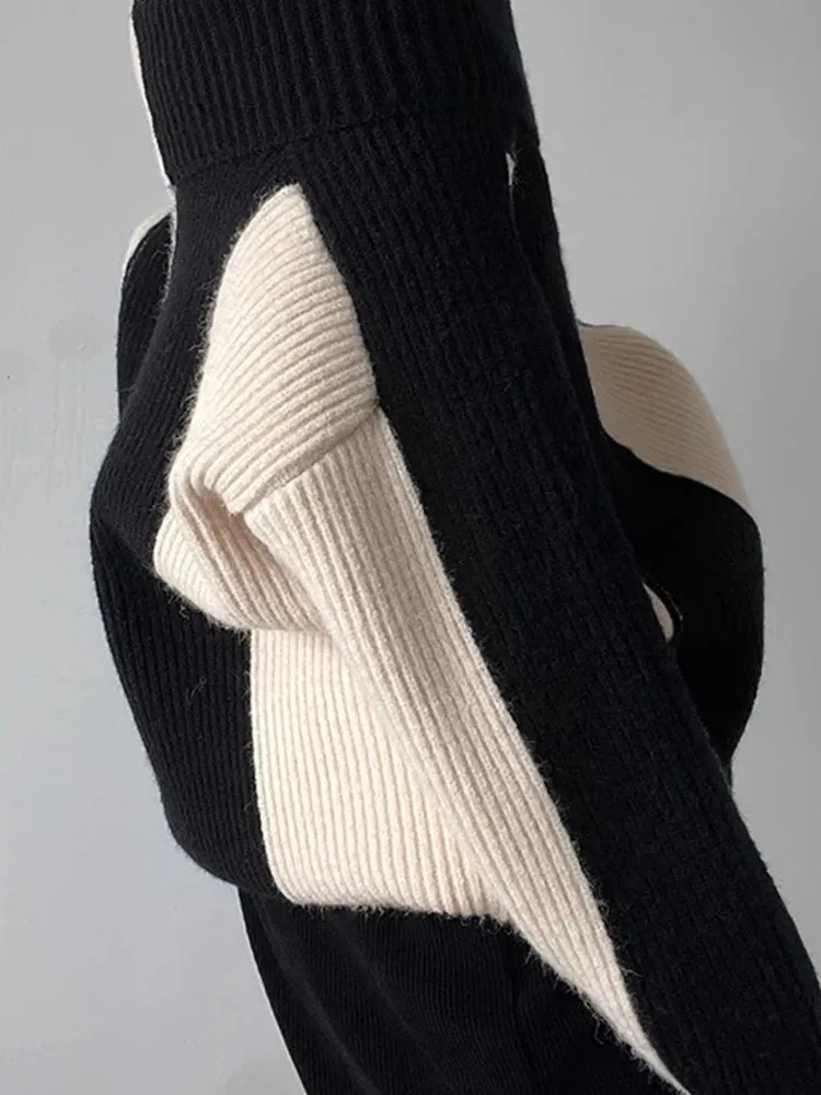 Pre Order:  Colorblock Striped Knit Loose Sweater