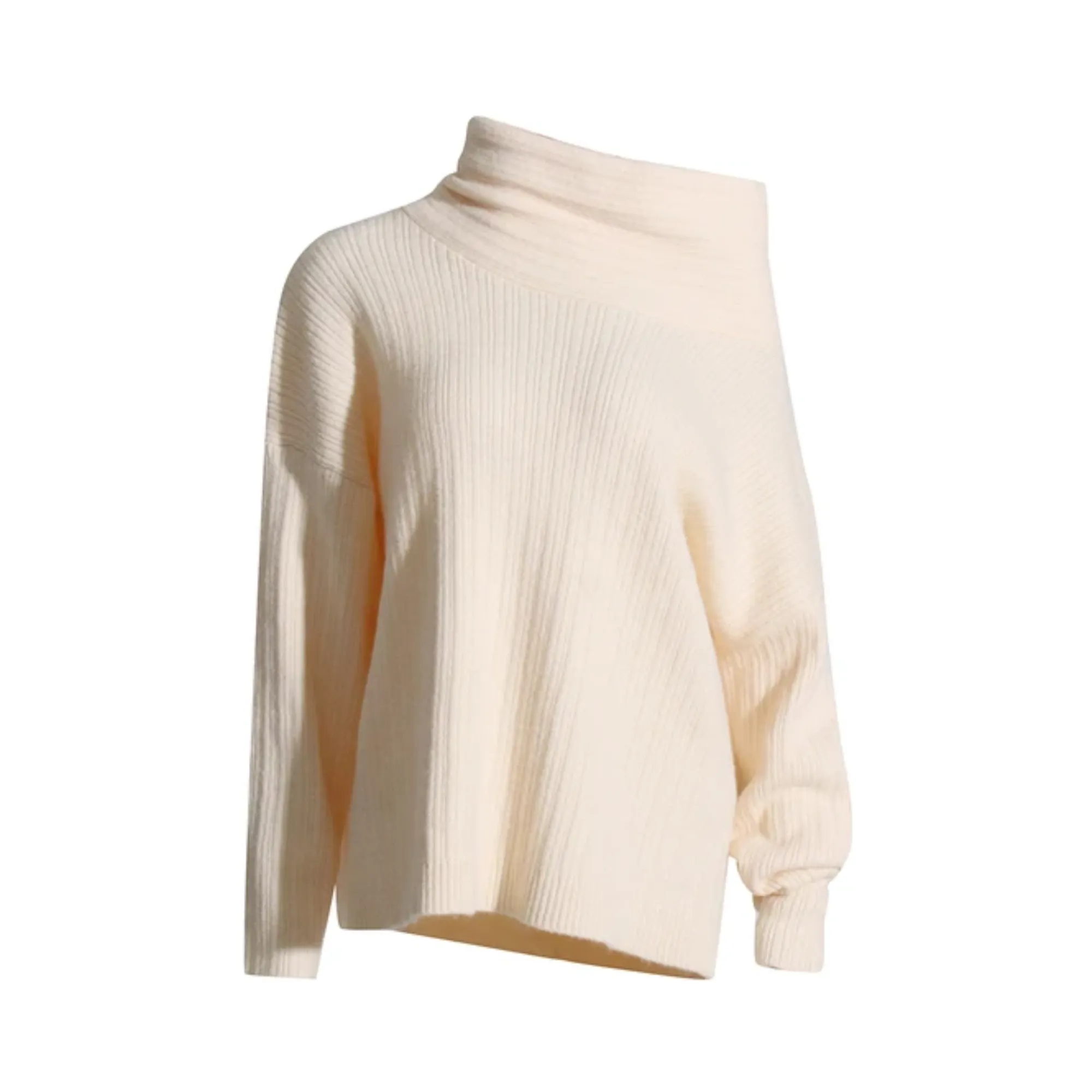 Pre Order:  Diagonal Collar Ribbed Knitted Sweater