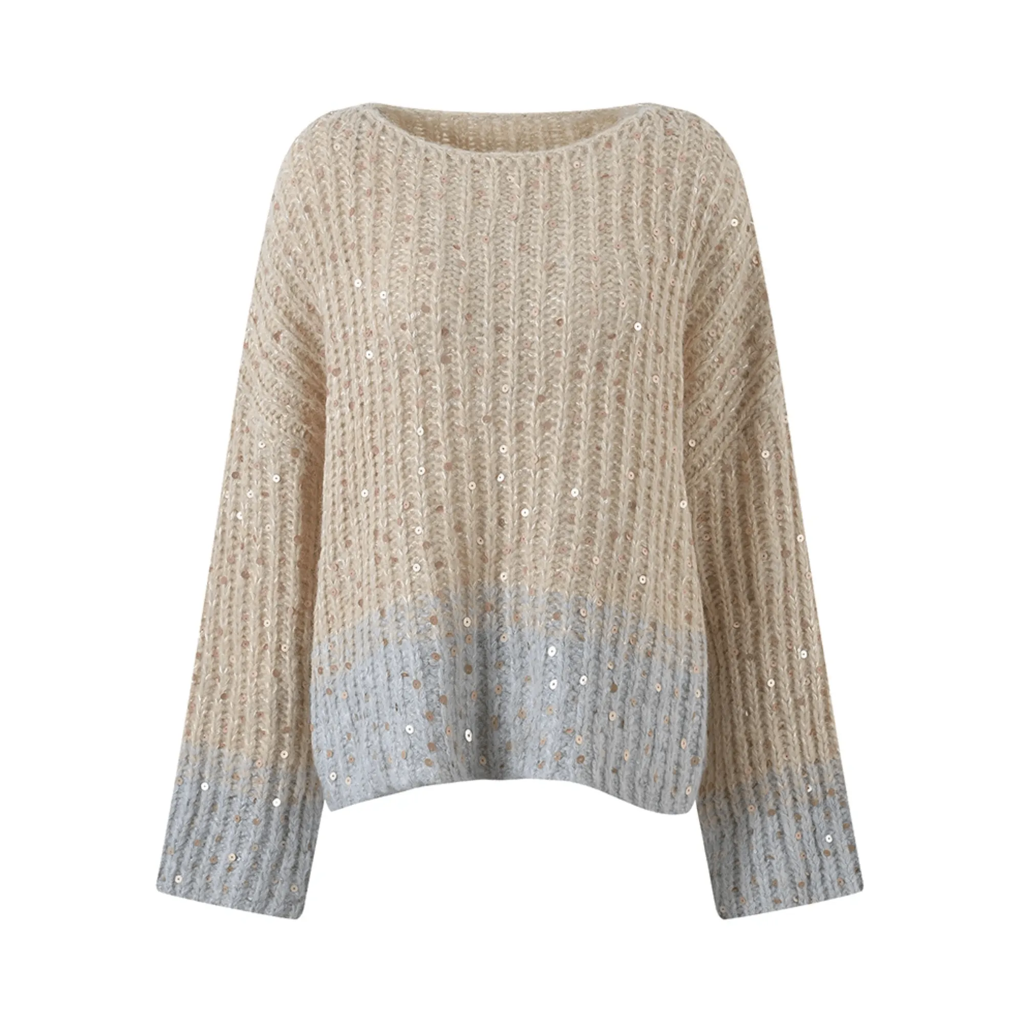 Pre Order:  Ombre Sequined Knit Wool Sweater